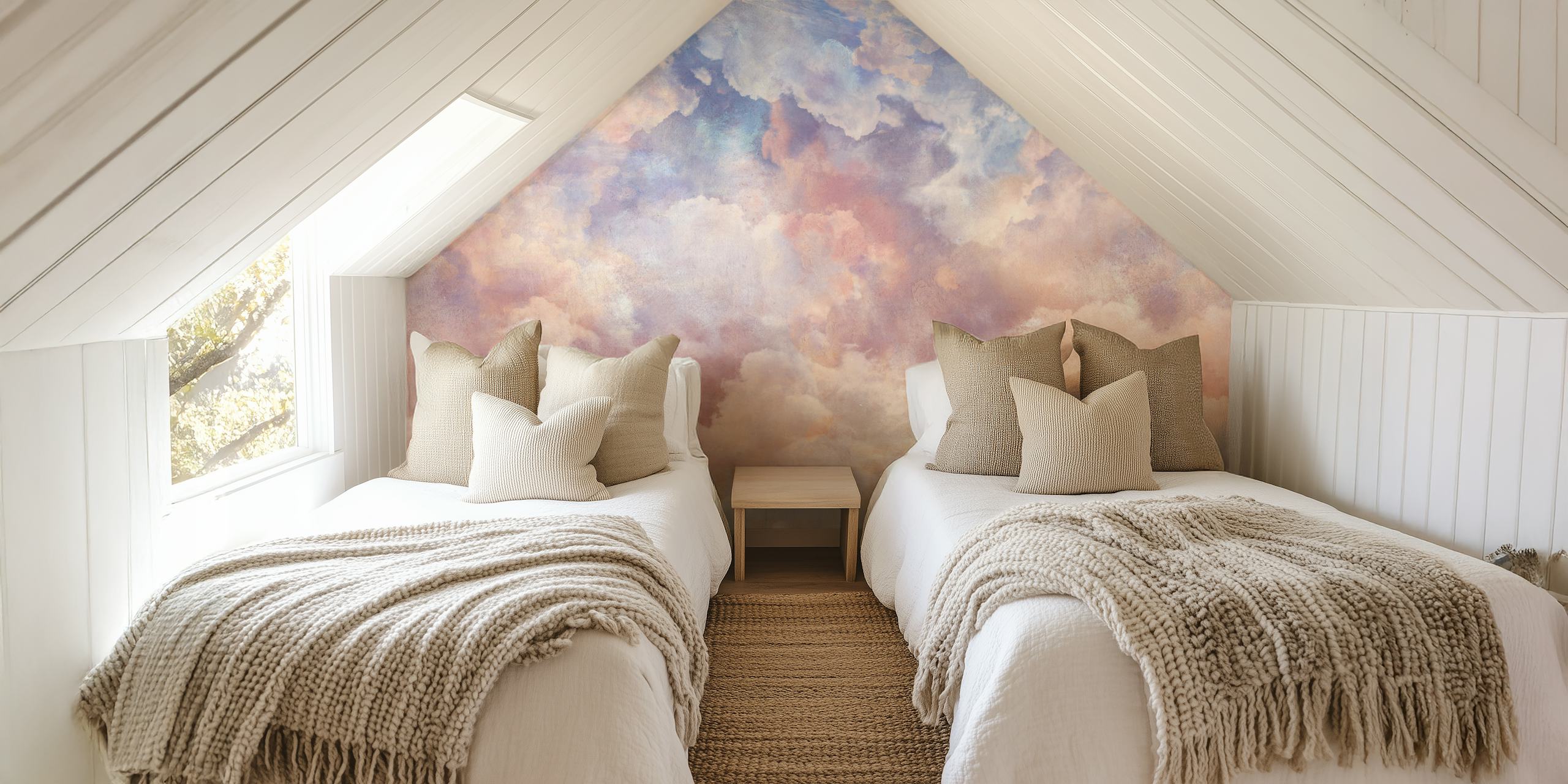 Amor Clouds Lilac Wine Rococo tapetti huoneessa