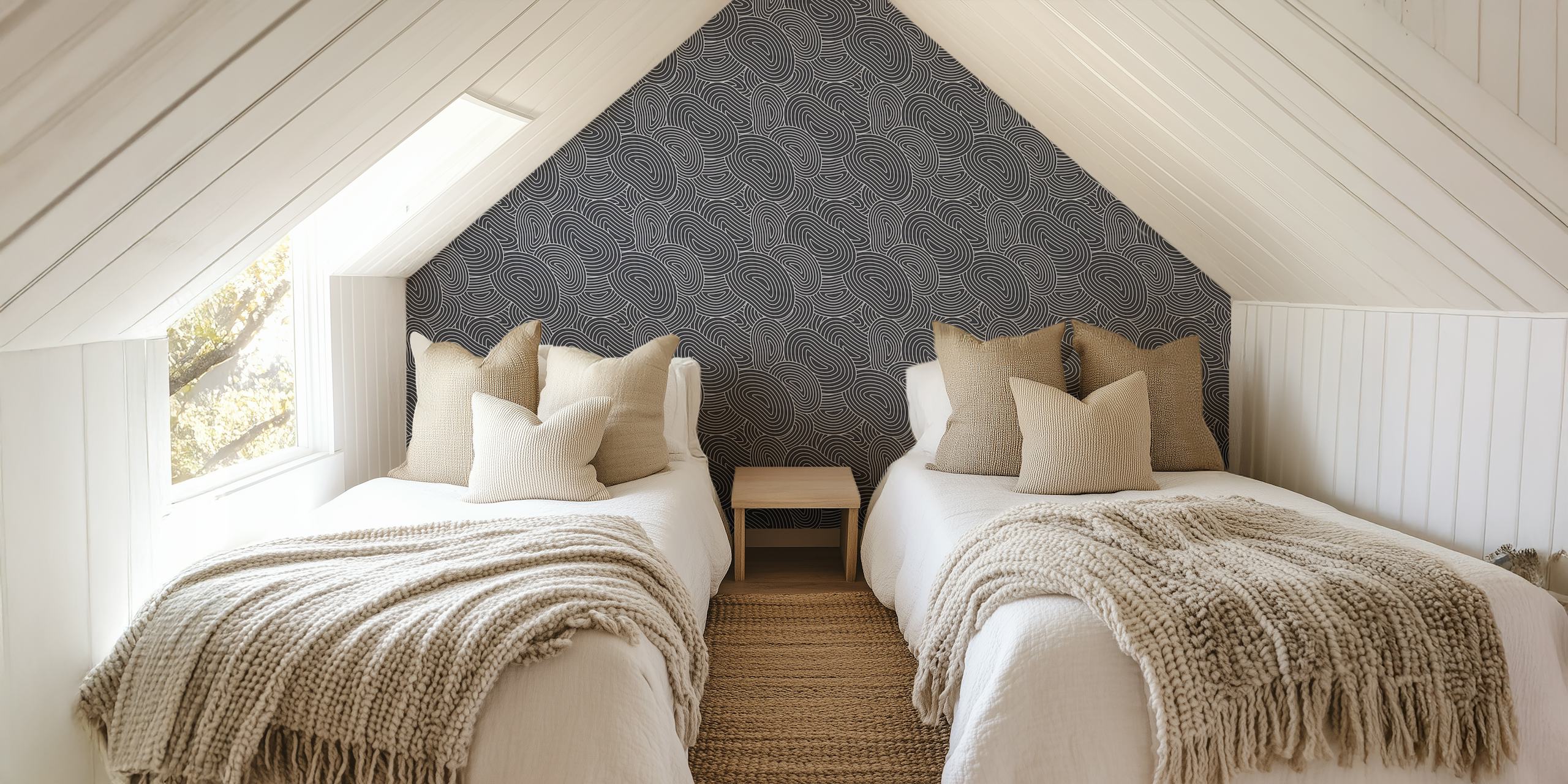 Charcoal Swirls wallpaper in a modern room