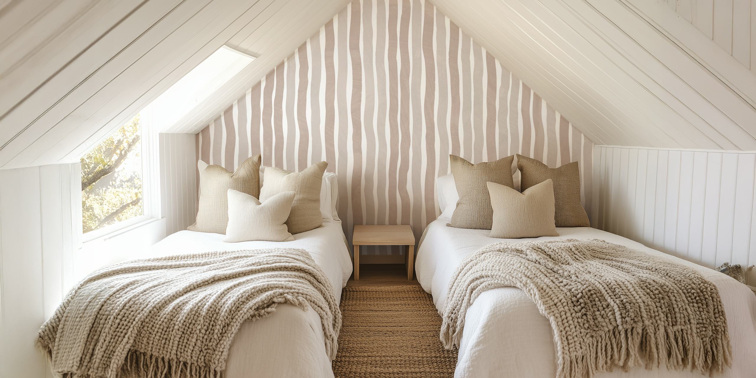 Coffee Shades Brush Stripes wallpaper in a room