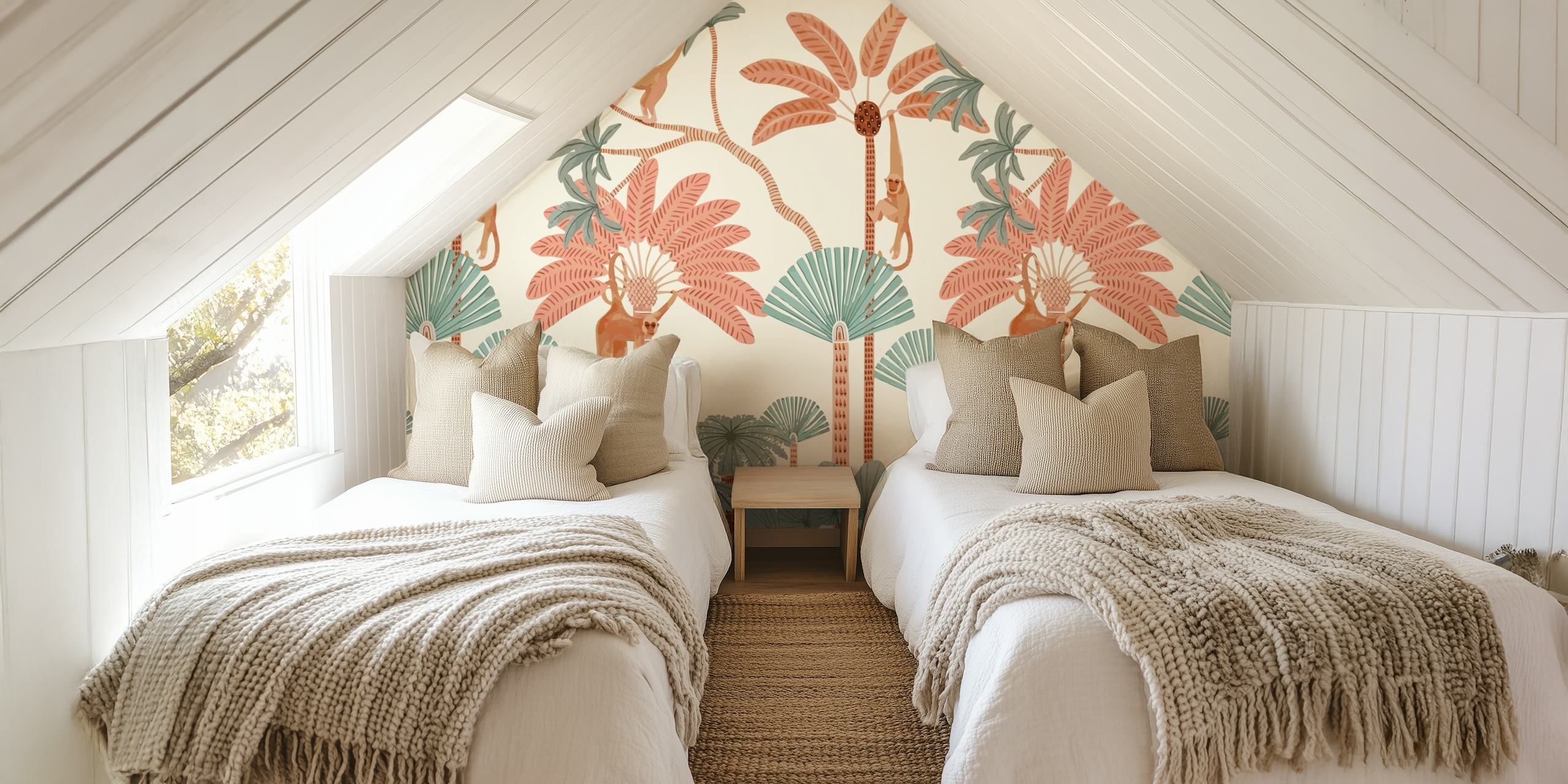 Monkeys in the Lush Tropics diseño de papel pintado