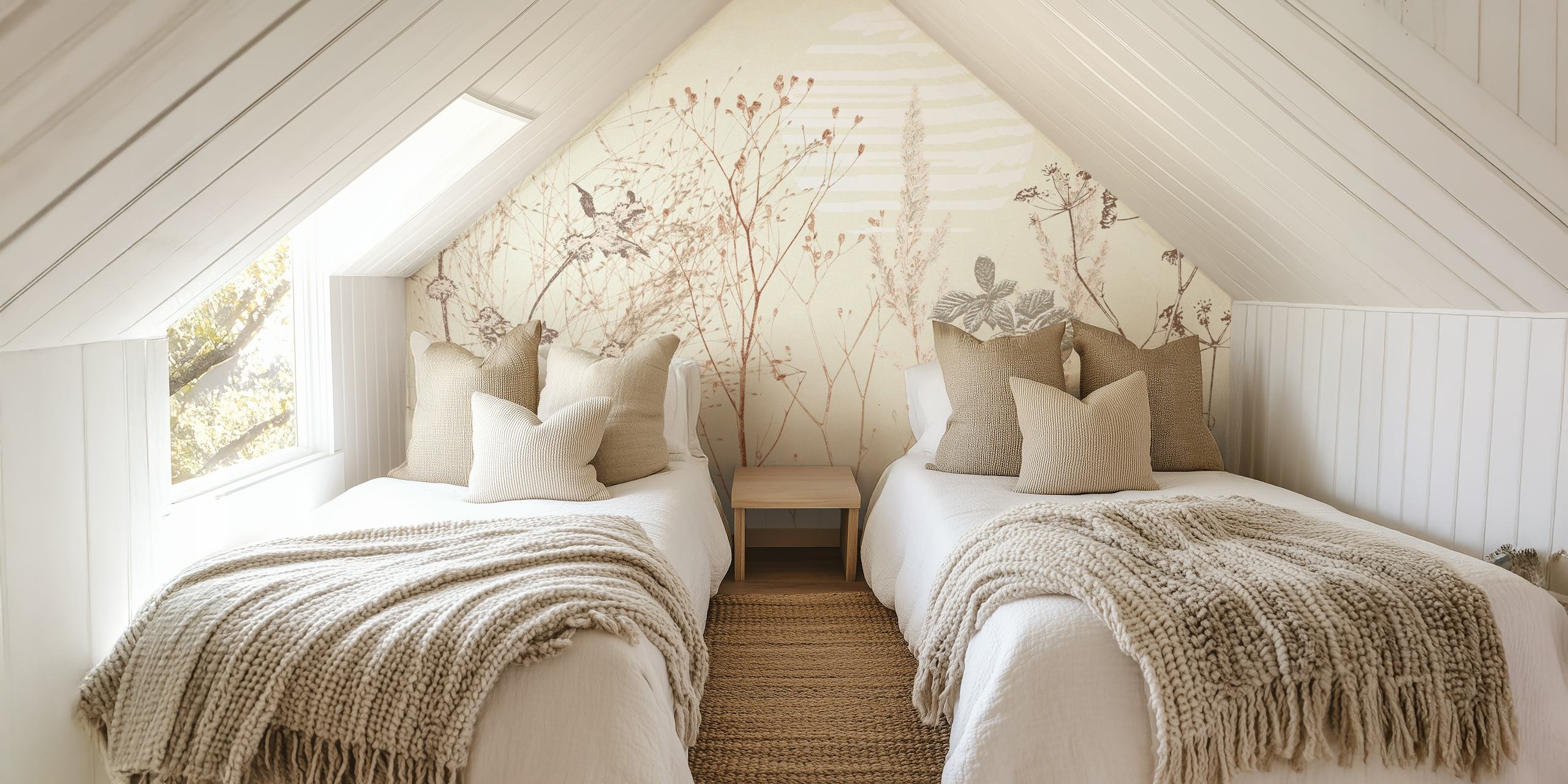Plant based wallpaper with earthy tones