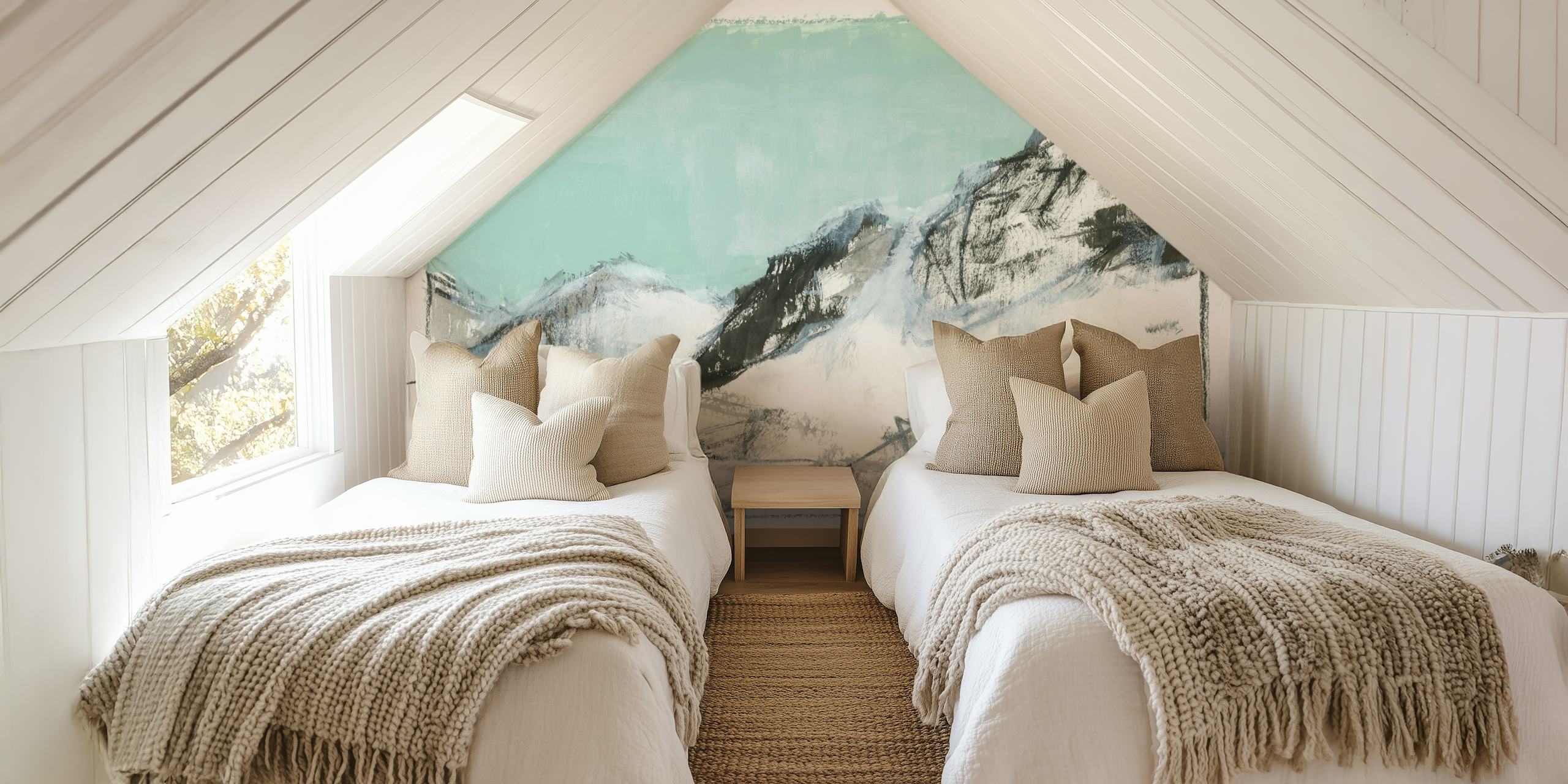 White Mountains Print No1 tapetti huoneessa