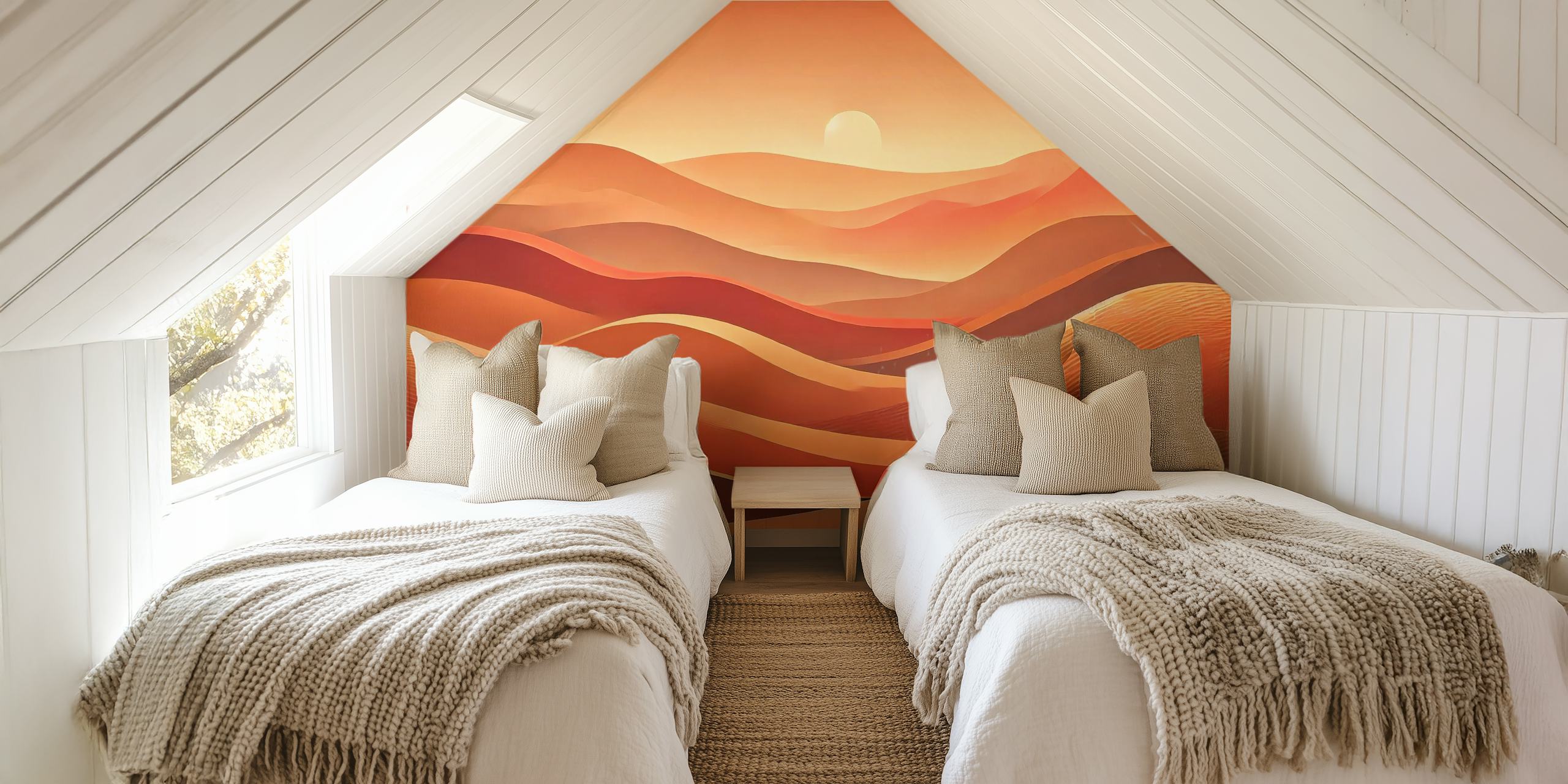 Sunlit Sand Dunes wallpaper in a room