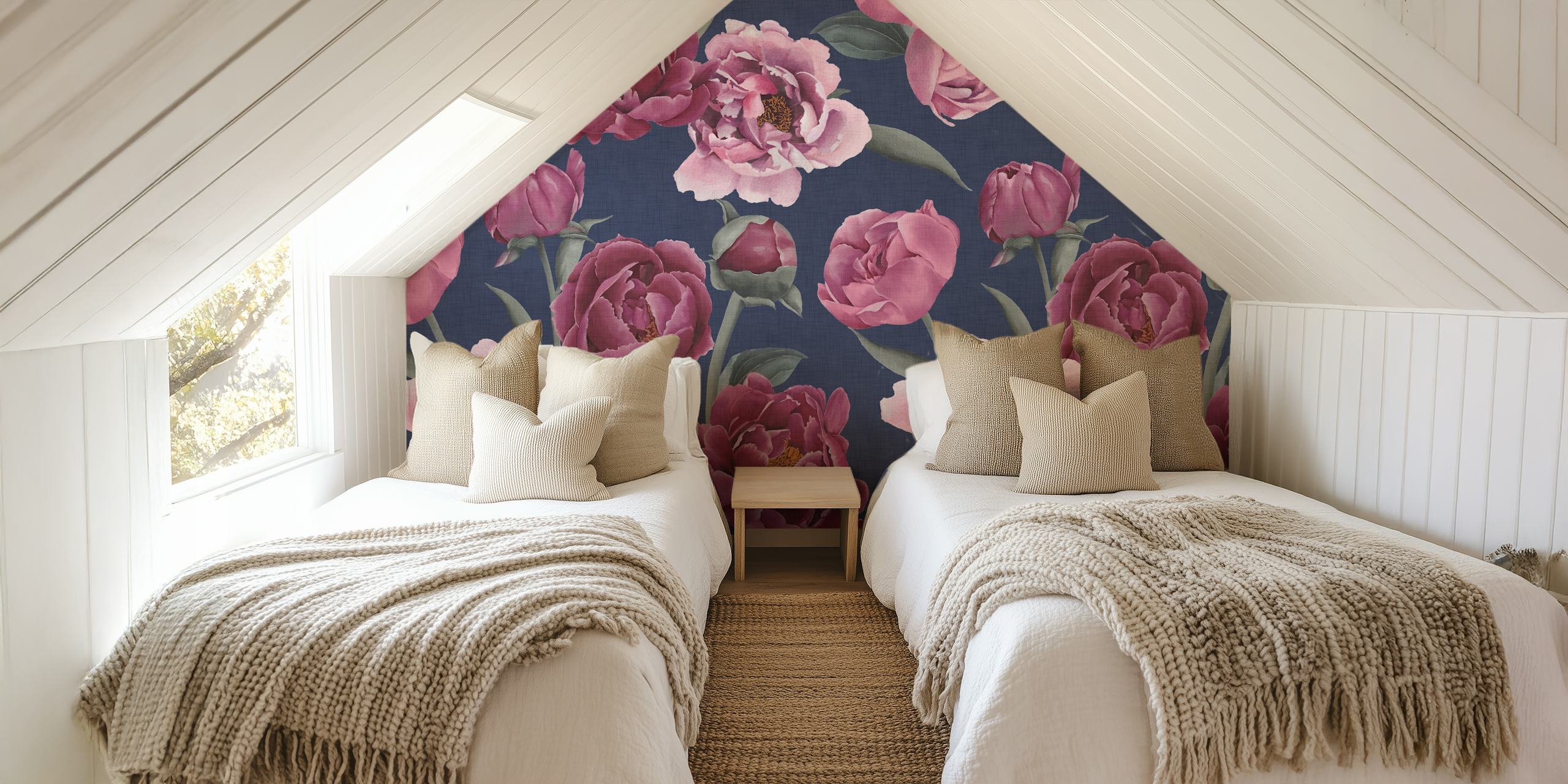 Tapeta Elegant Peony Blooms u sobi