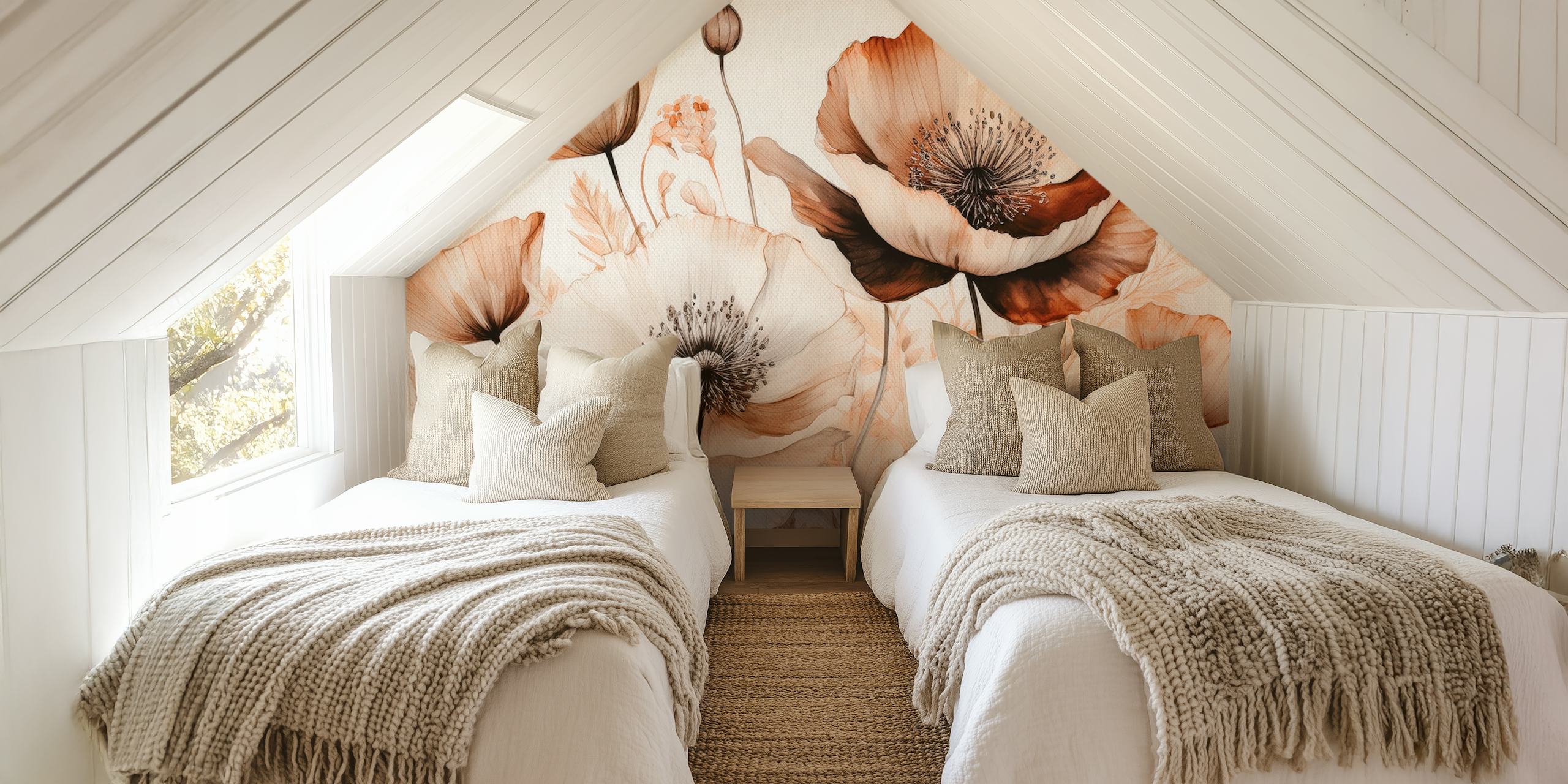 Elegant Flowers Elegant Poppies in Beige and Mocha tapetdesign