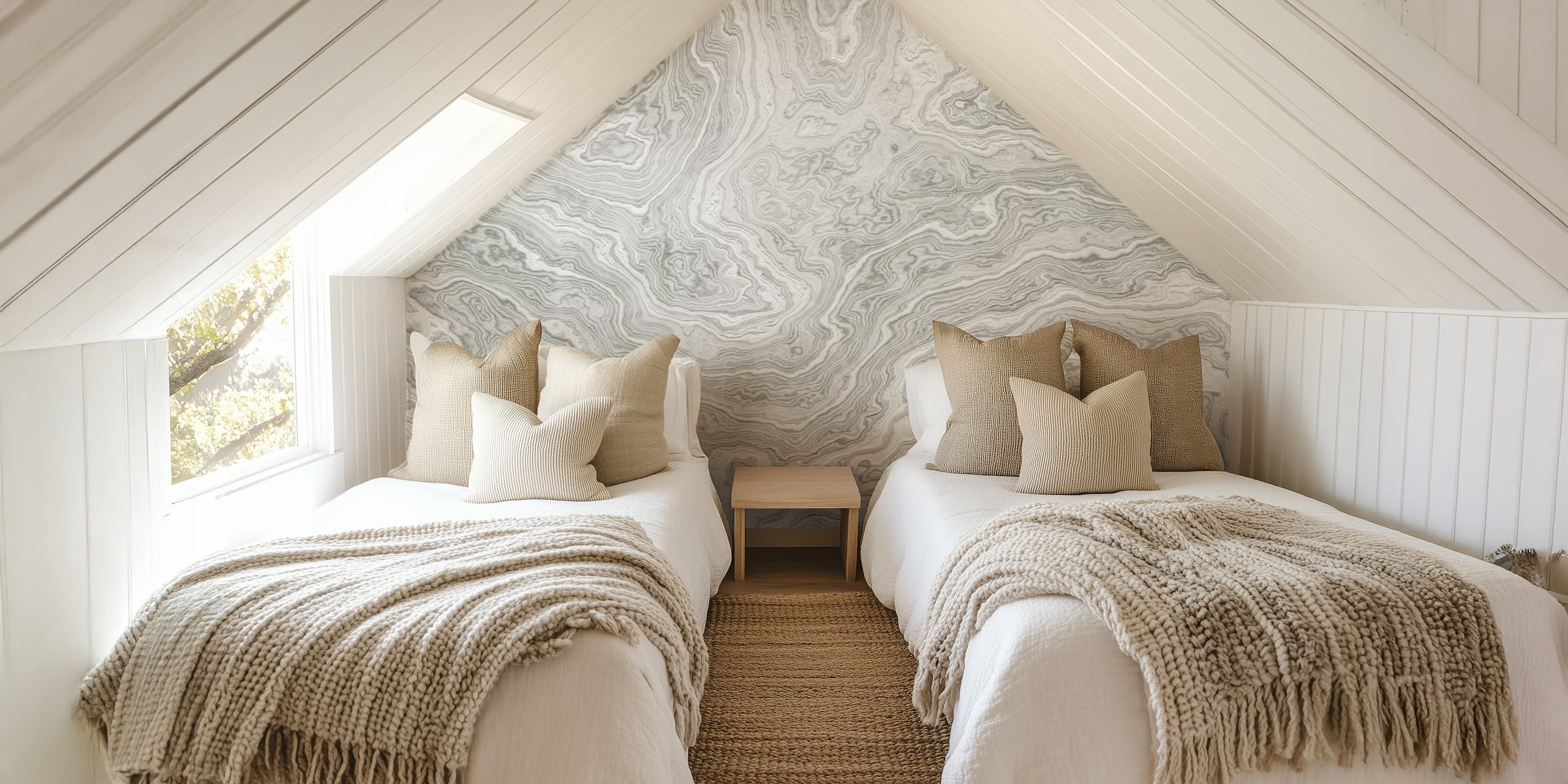 Statuario White Marble Texture behang in een kamer