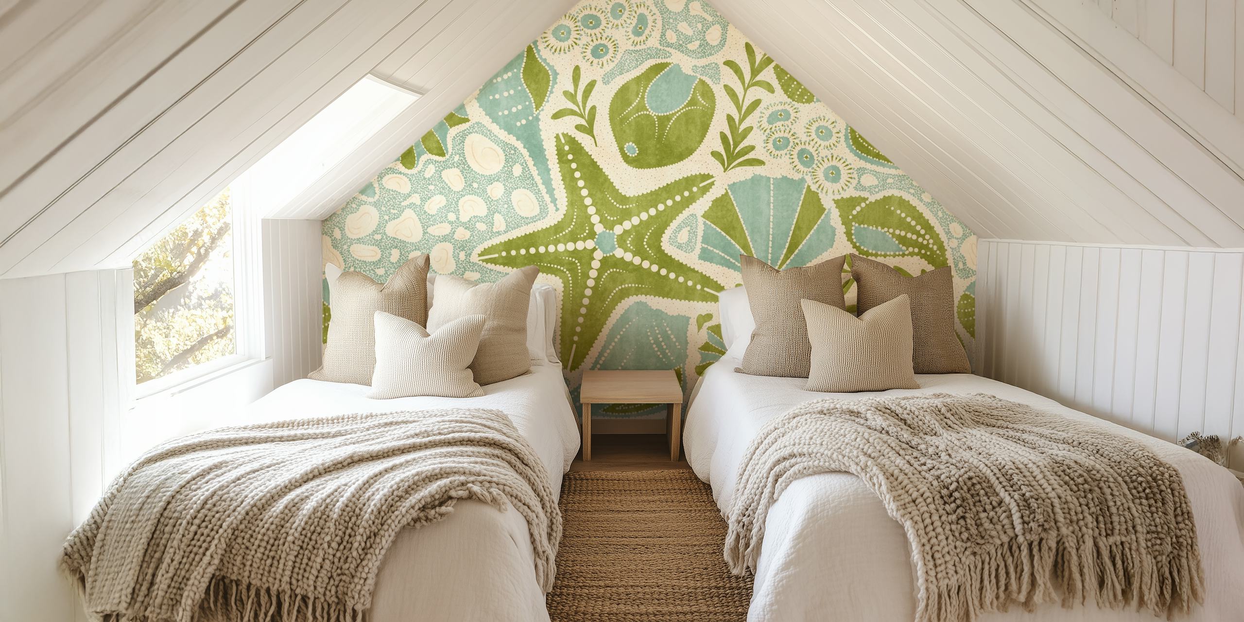 Just Beachy - Green wallpaper displayed in a room