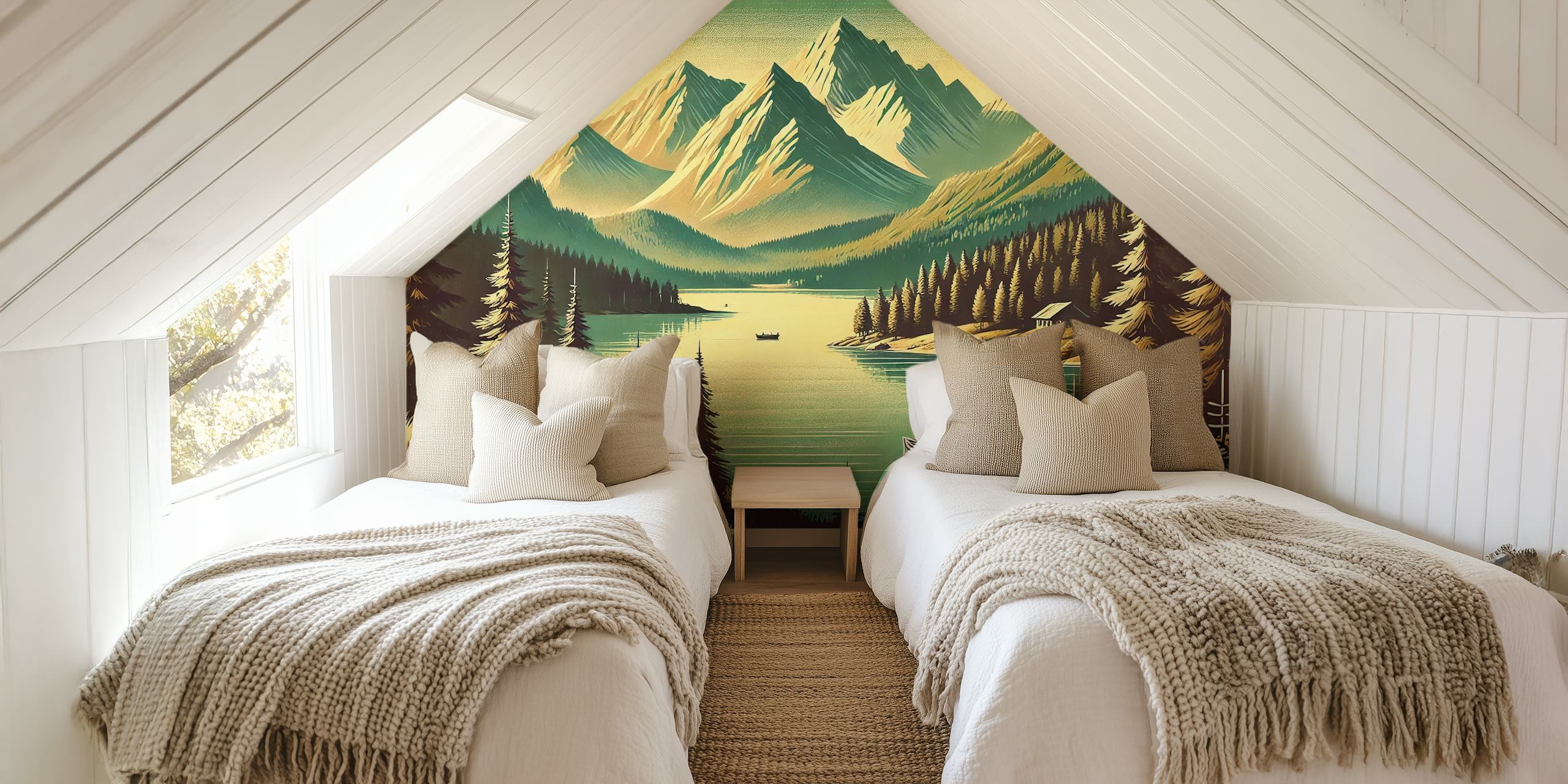 Vintage Alpine Tranquility wallpaper i et rum