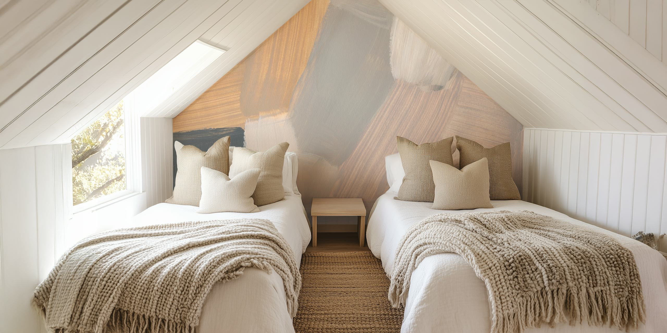 Abstract brushstroke wallpaper in a room