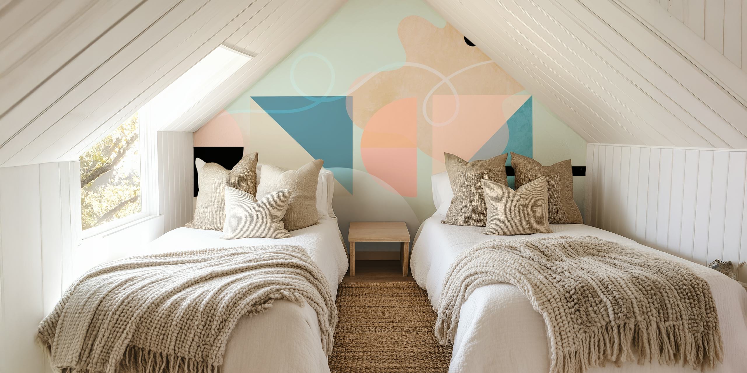 Pastel minimalistic geometric shapes wall mural