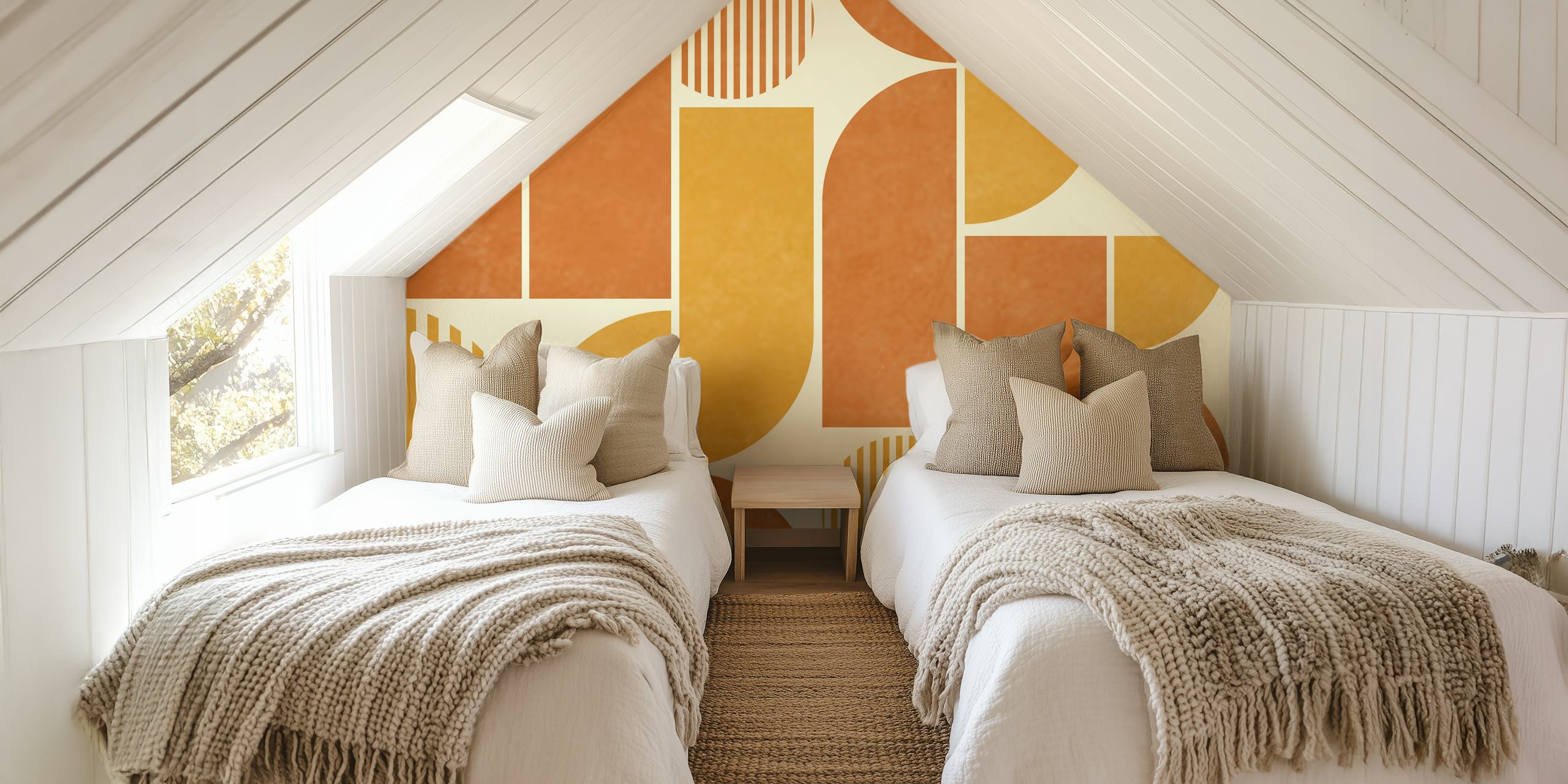 Mid-Century Modern Maze wallpaper in a room