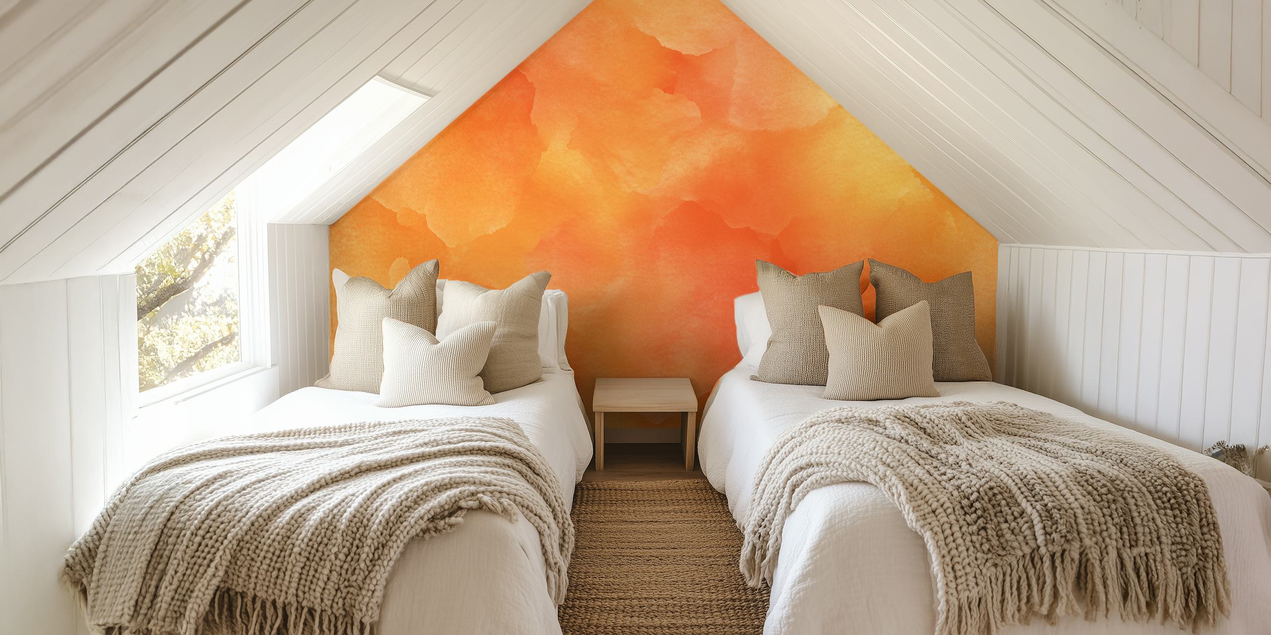 Orange Abstract Petals ταπετσαρία σε έναν χώρο