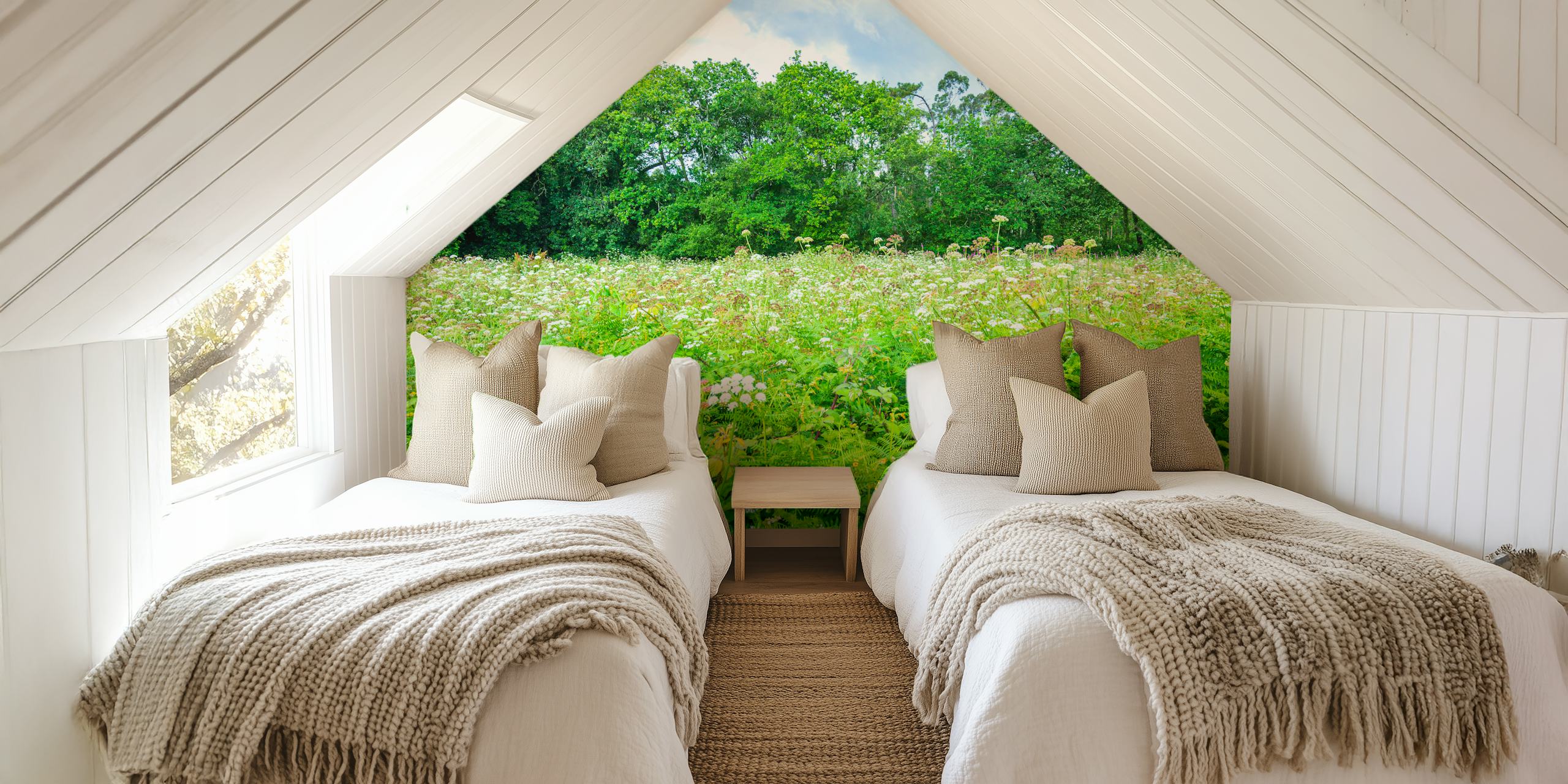 Wildflower forest wallpaper in a room