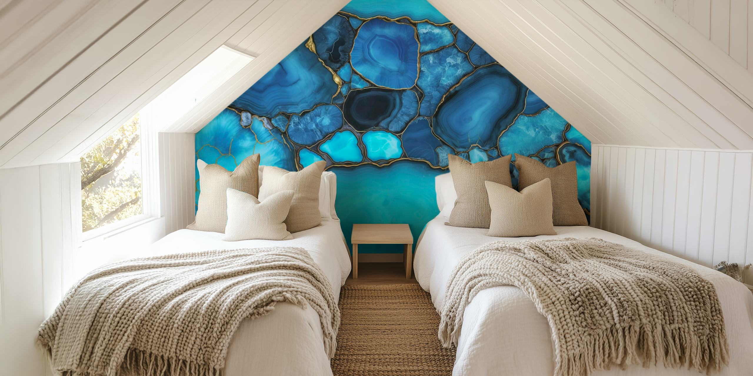 Blå Gemstone Marbled Luxury tapetdesign