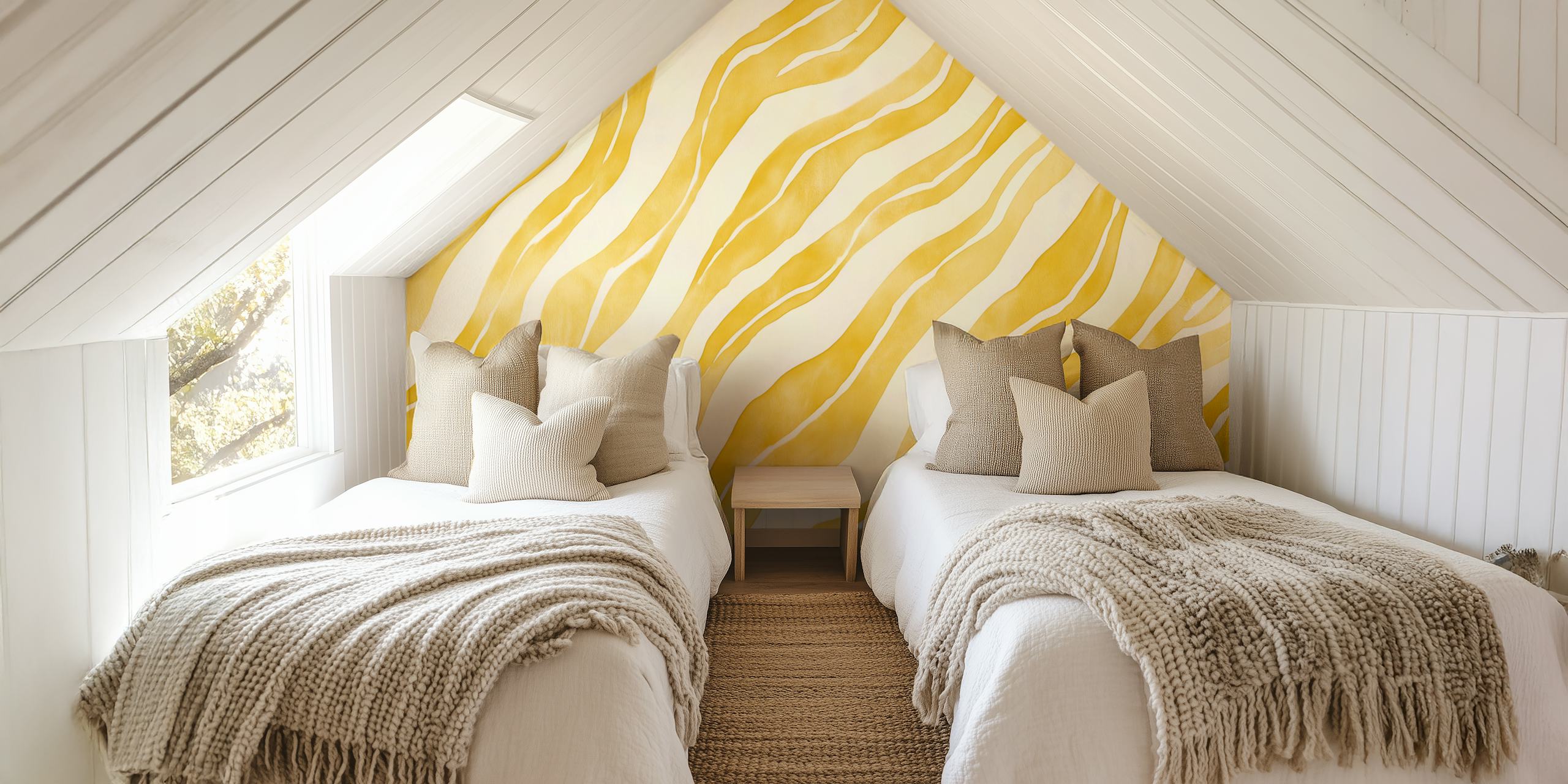 Abstract yellow waves design wallpaper