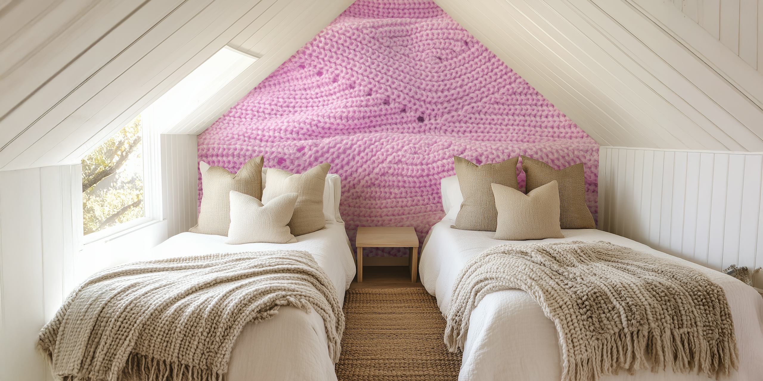 Cozy pink knit wallpaper design