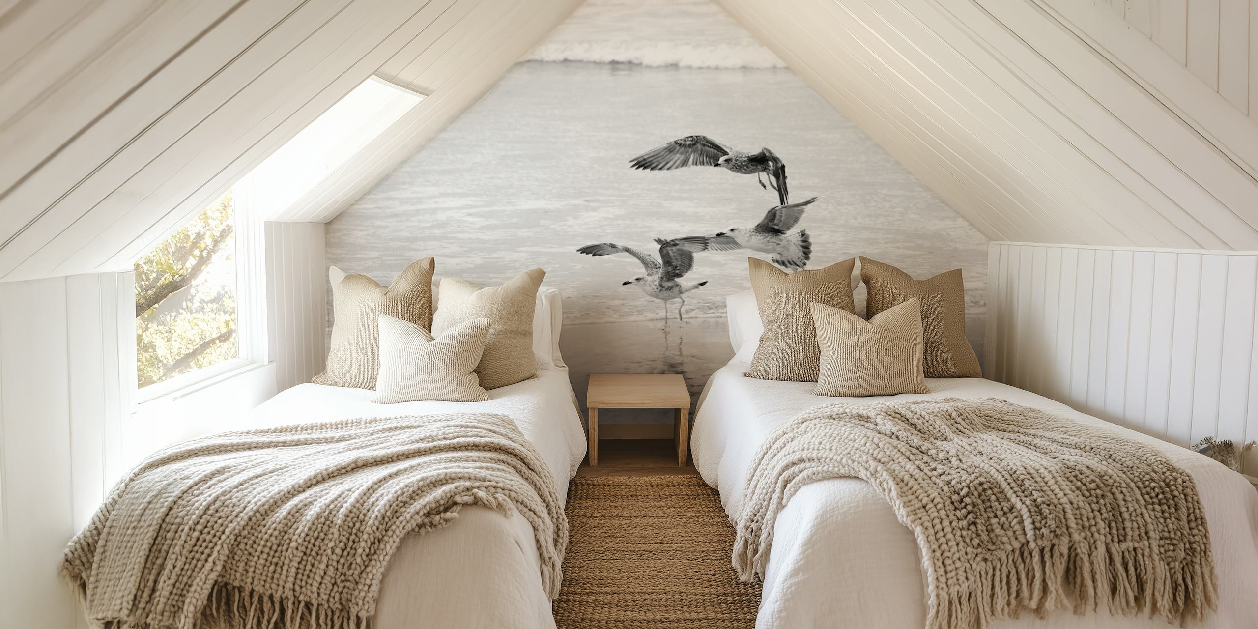 Beach Ocean Gulls tapet i et rom