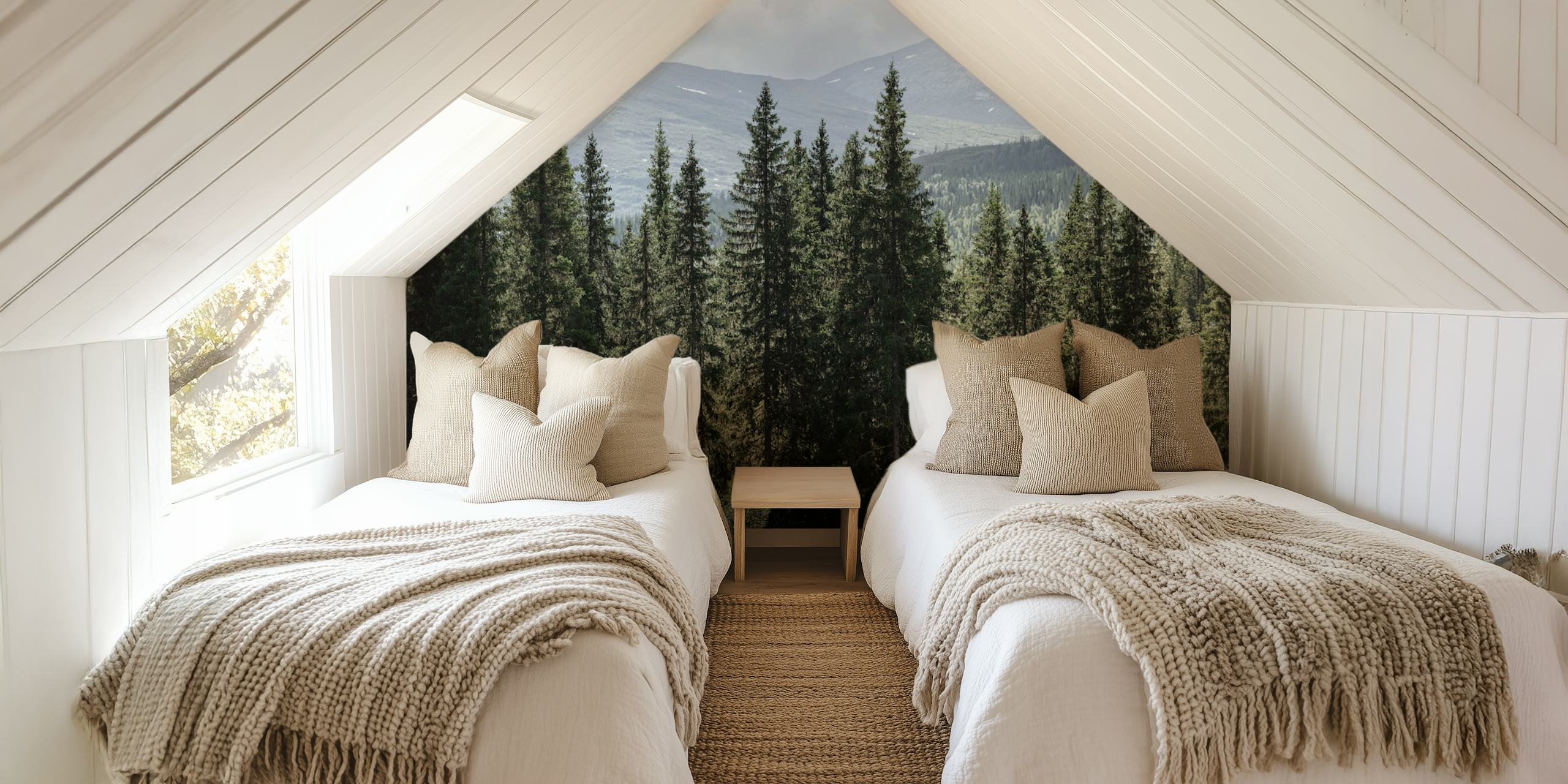 Tapeta Evergreen Mountain View w pokoju