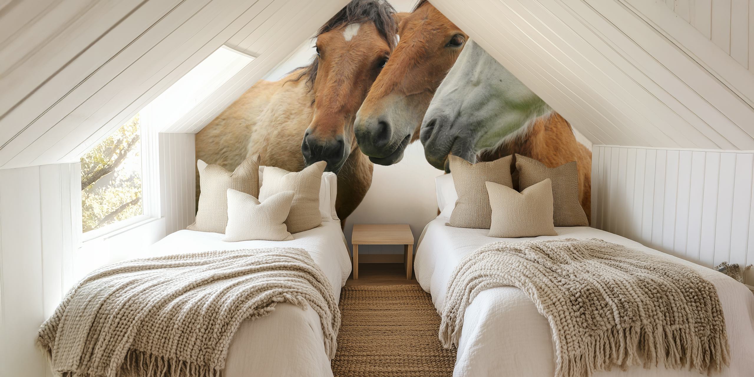 Majestic Horses in Pasture tapet i et rom