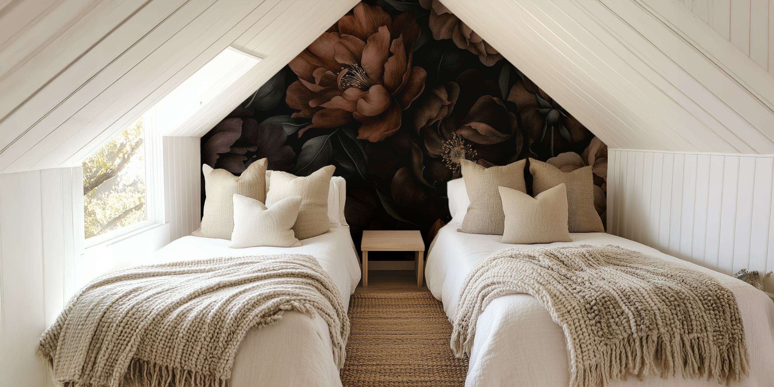 Papel de parede Nocturnal Gothic Garden em um quarto