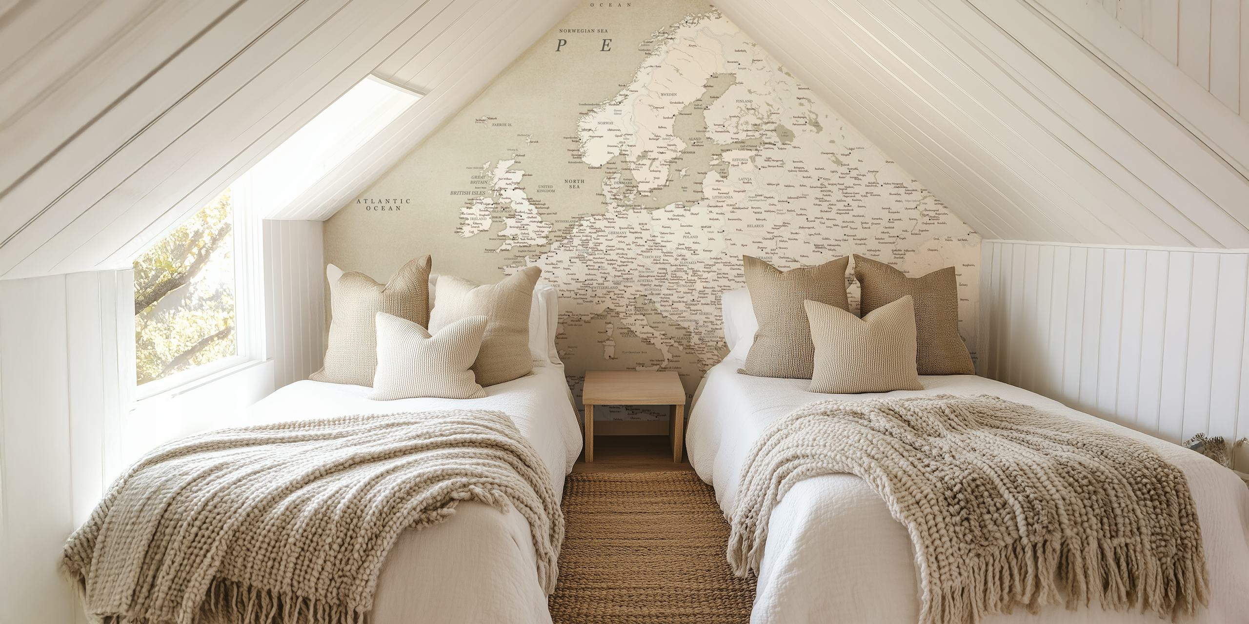 Detailed map of Europe in neutral tones wallpaper