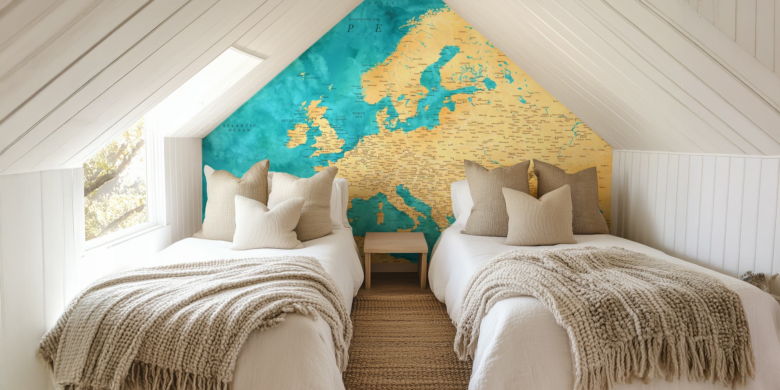 Tapeta Detailed Europe map v pokoji