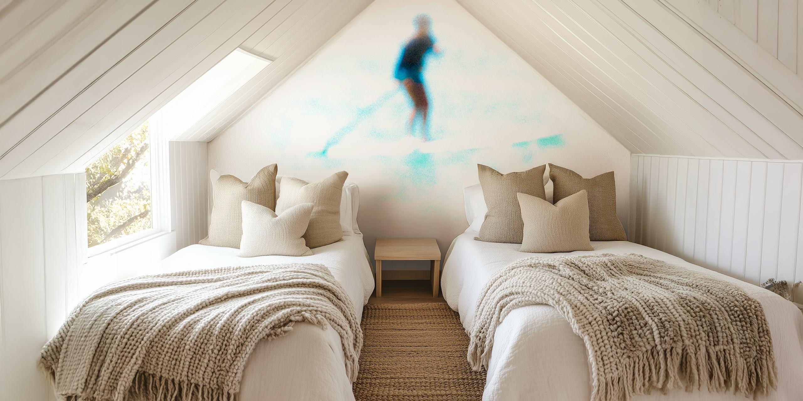 Abstract beach scene wall mural at Sdot Yam with blurred motion
