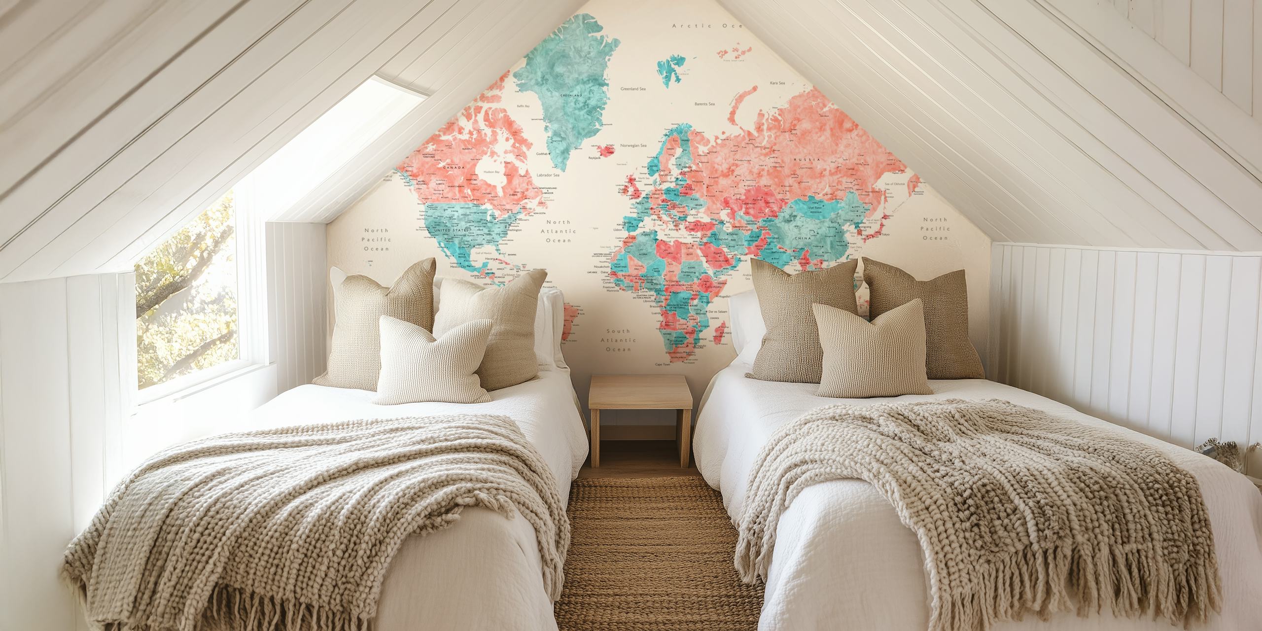 Σχεδίαση Charlotte world map w cities σε δωμάτιο