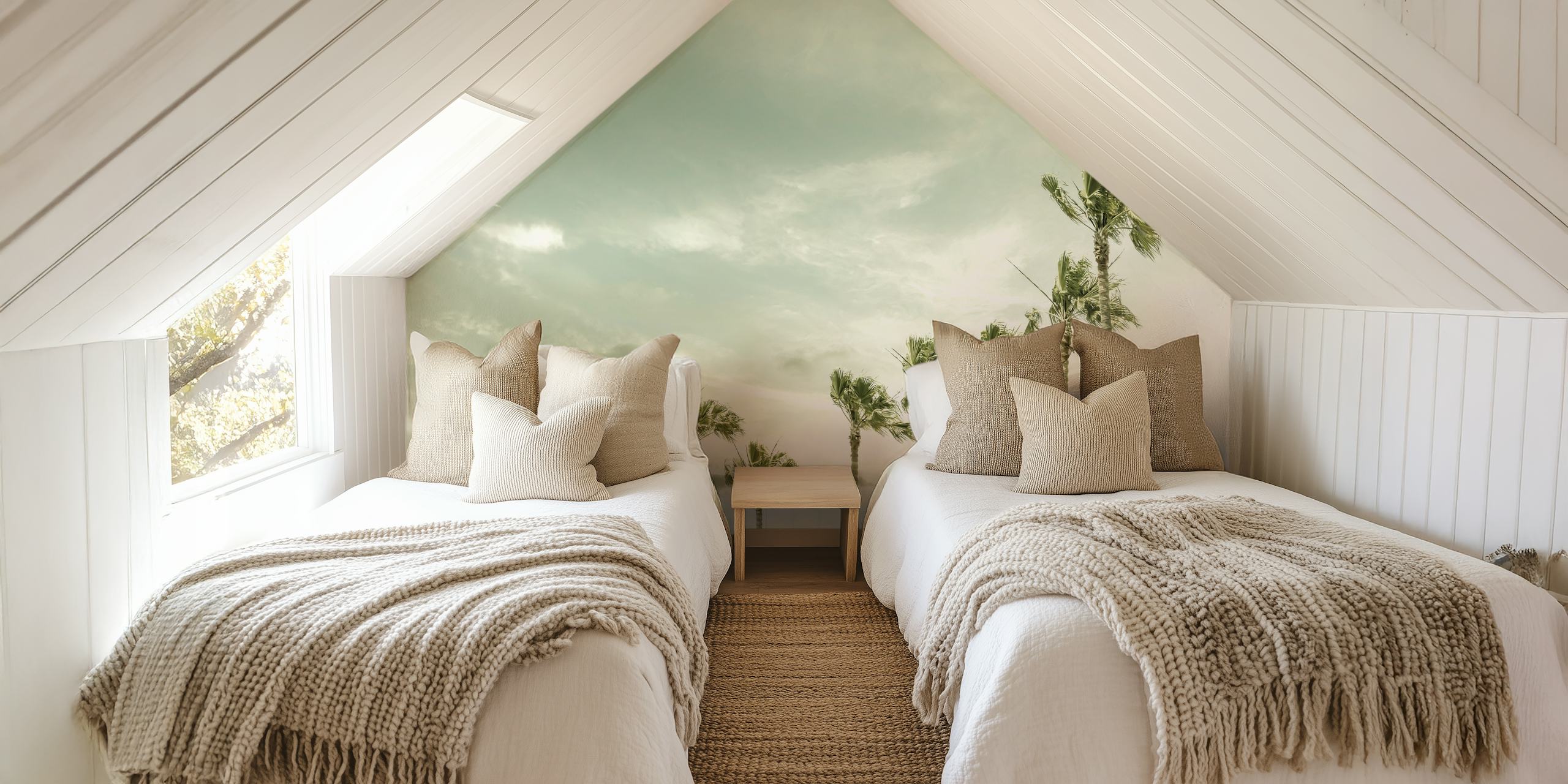 Vintage palms at the beach wallpaper design