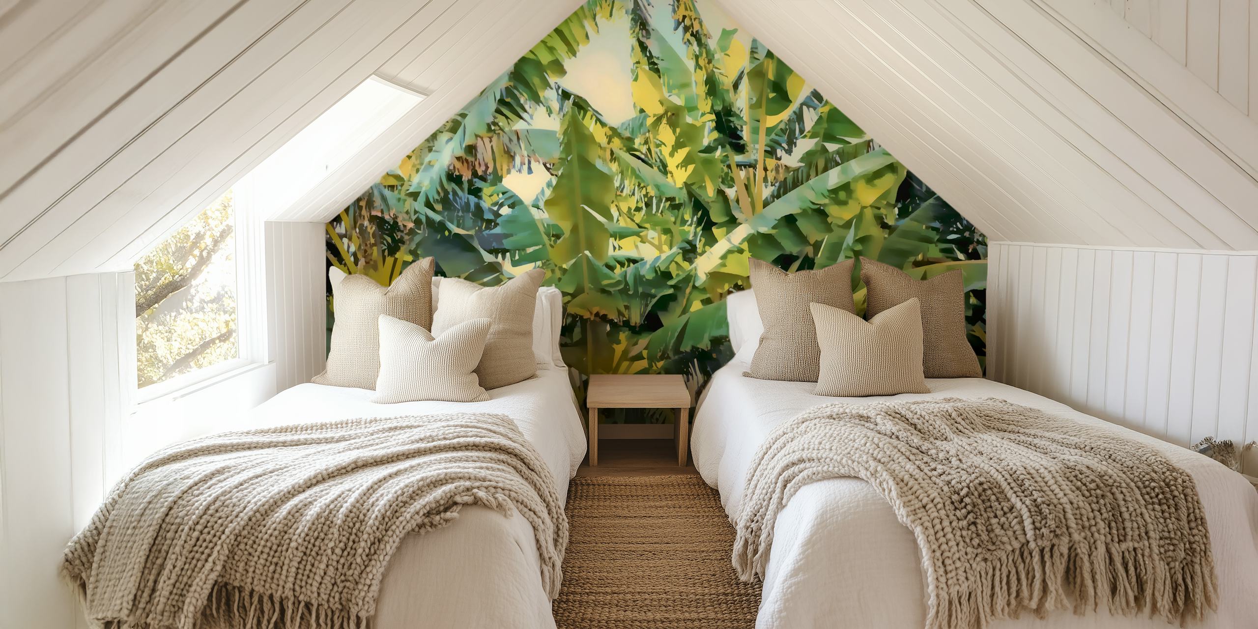 Fototapeta Tropical Banana Leaves se zářivě zelenými listy