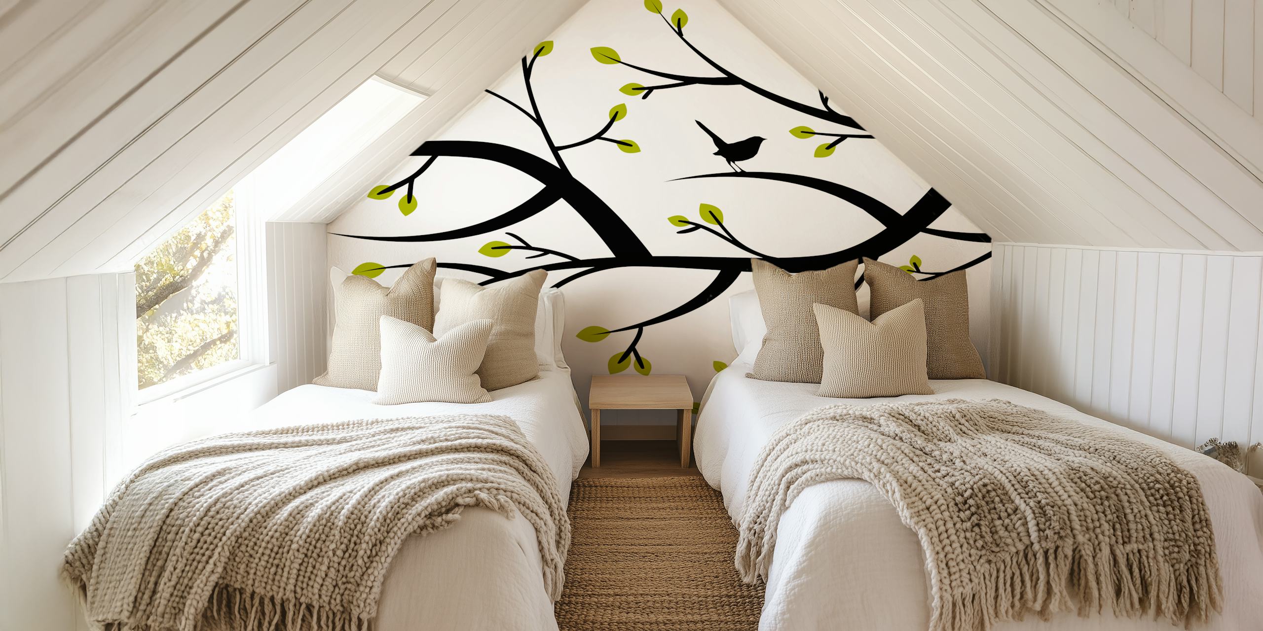 Spring Forest Tree wallpaper displayed in a room