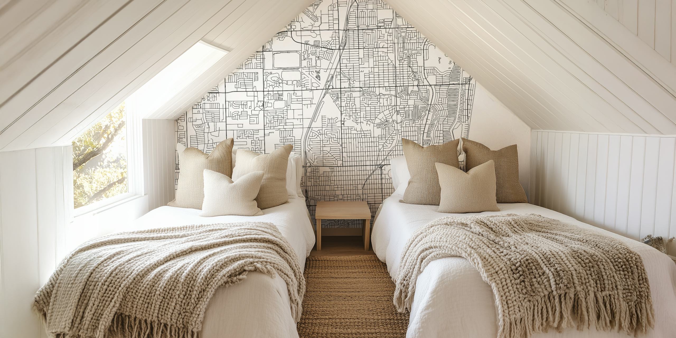 Black and white geometric map design wallpaper