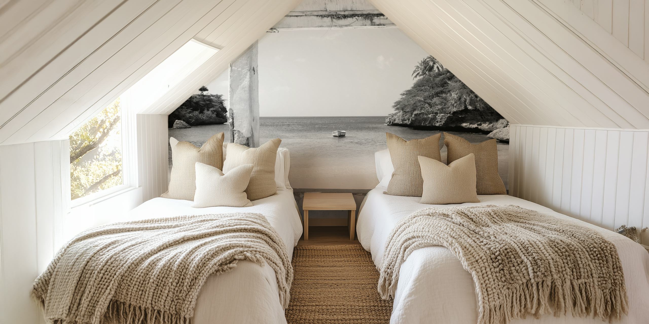 Blue Lagoon Beach Dream behang in een kamer