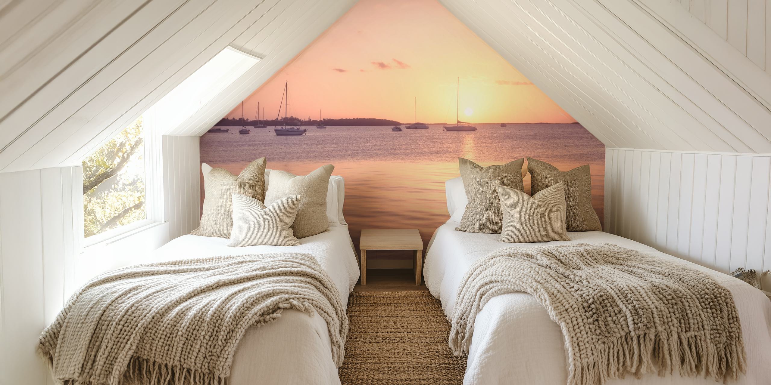 Bahamas wallpaper with sunset and boats