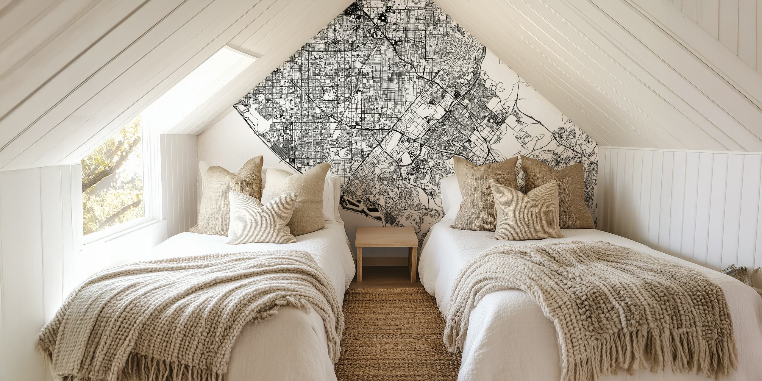 Black and white map of Orange County, California wallpaper