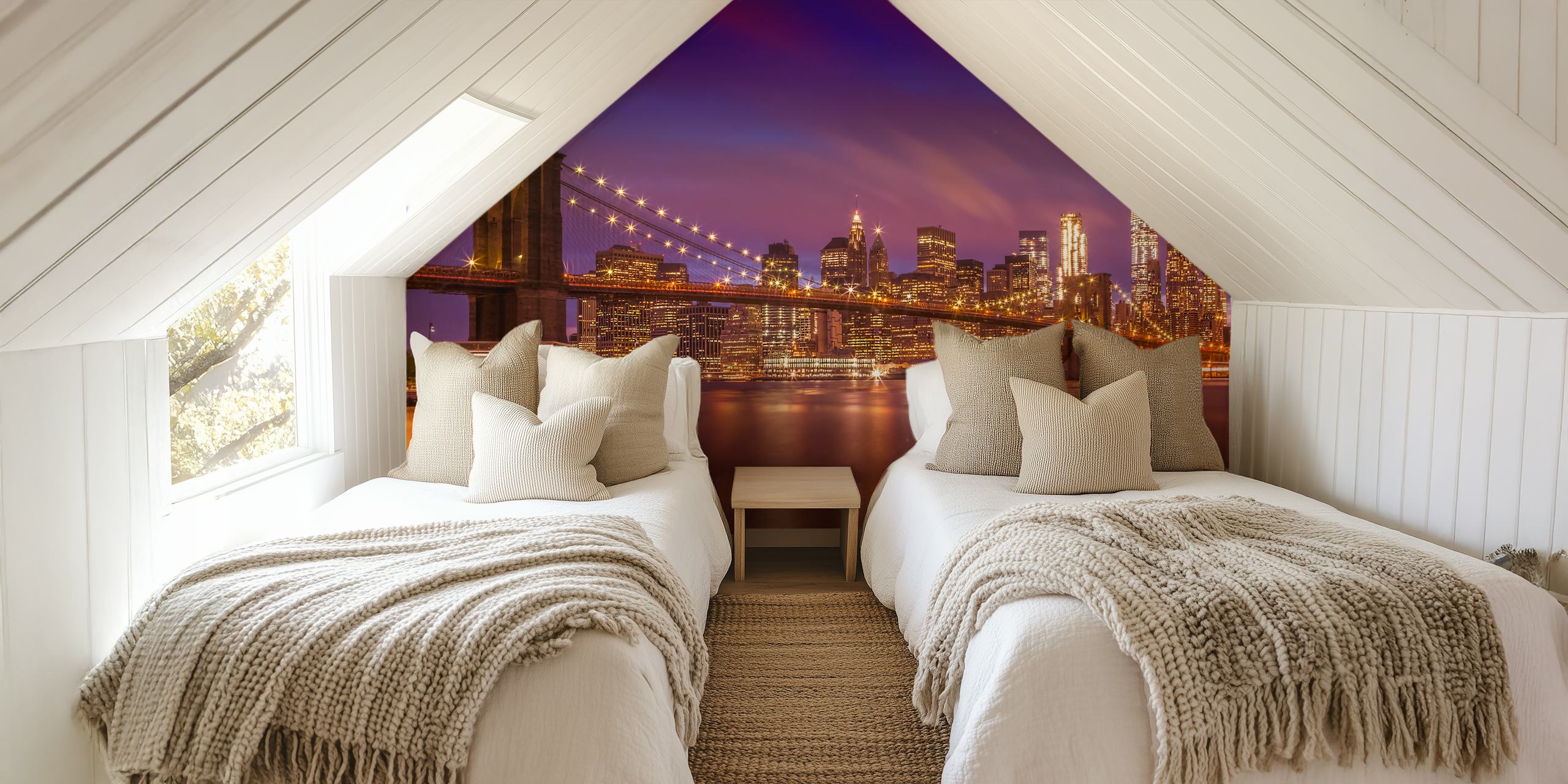 New York City skyline at sunset wallpaper