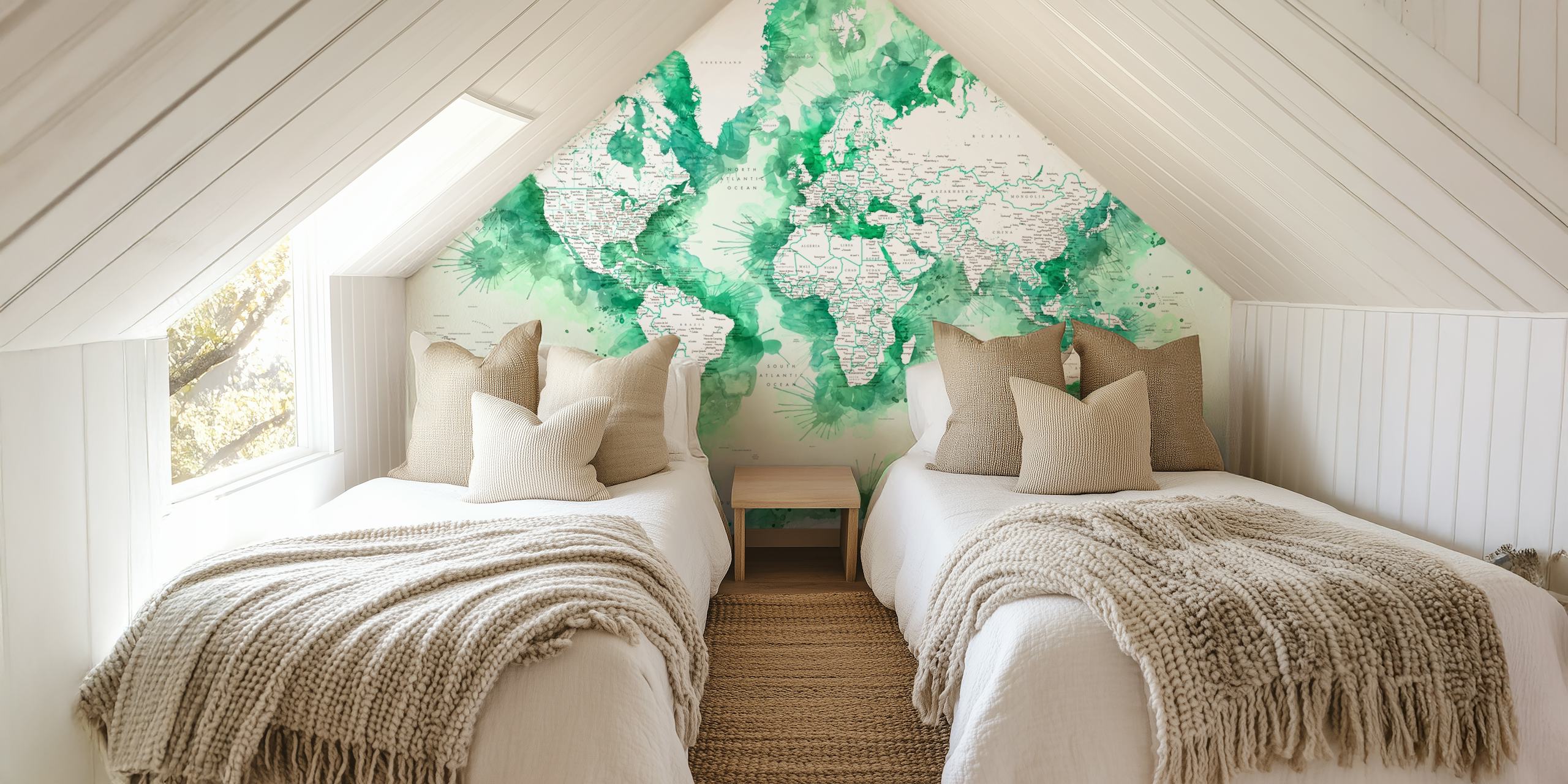 Wallpaper Detailed world map in una stanza elegante