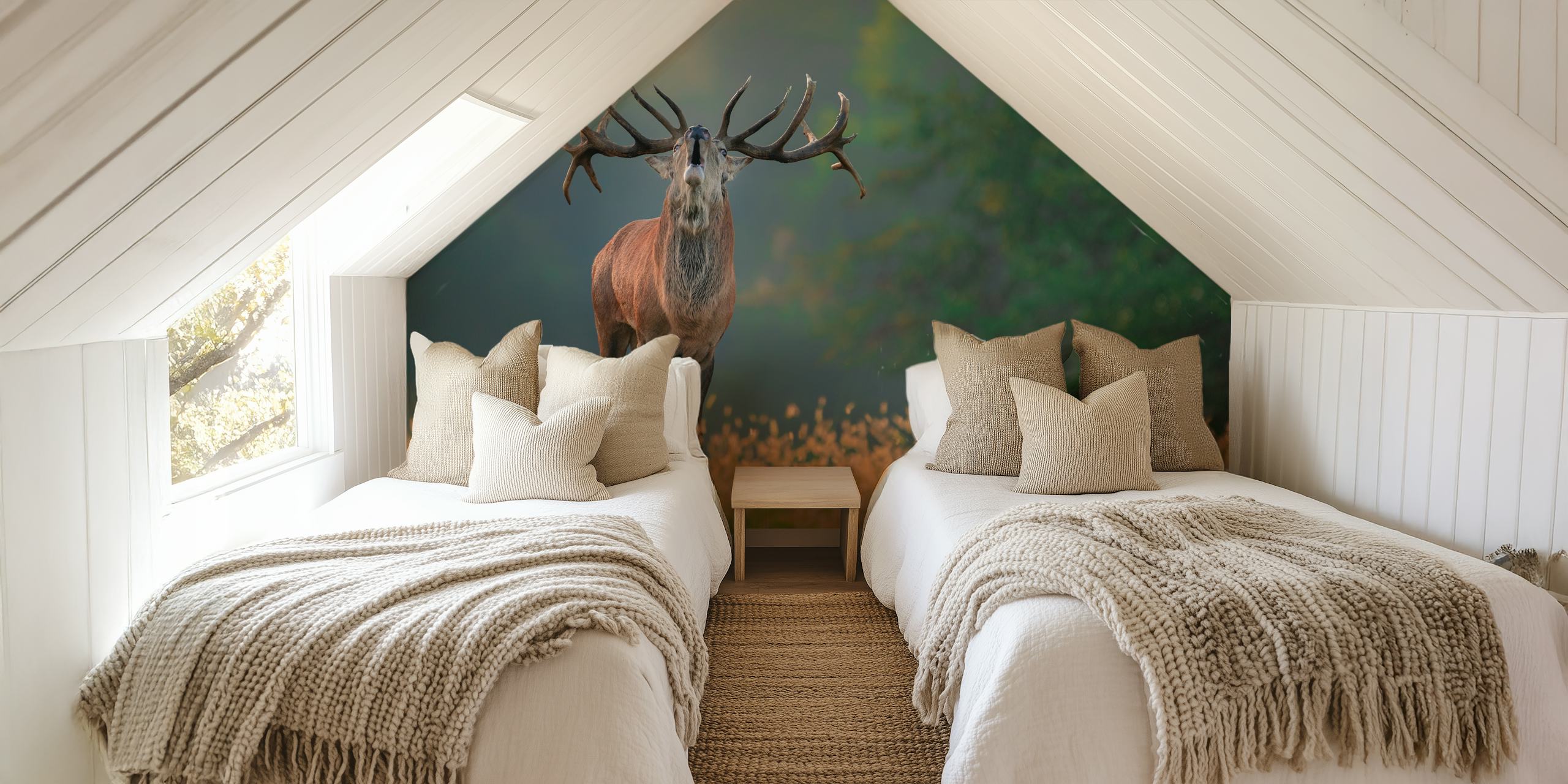 Majestic deer in a serene meadow wall mural