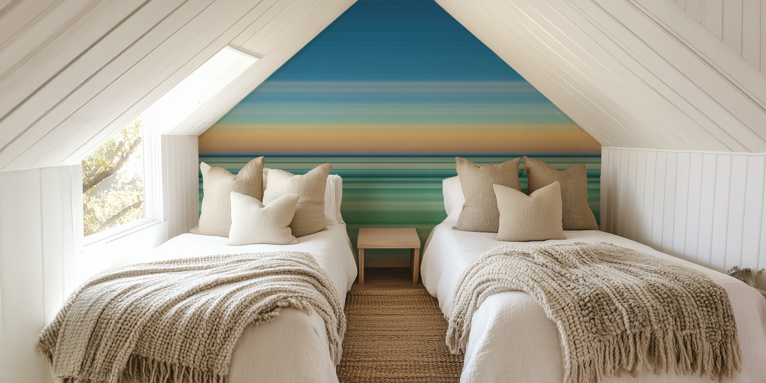 Blue and green striped pattern wallpaper