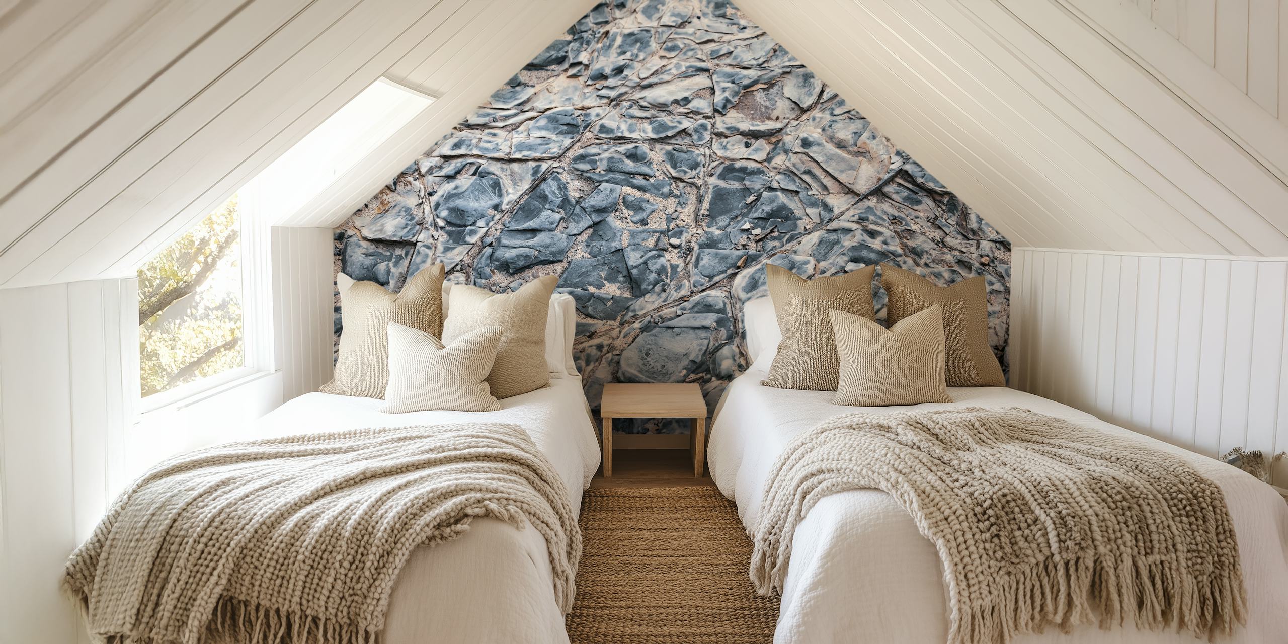 Textured grey rock wallpaper featuring layered stone patterns