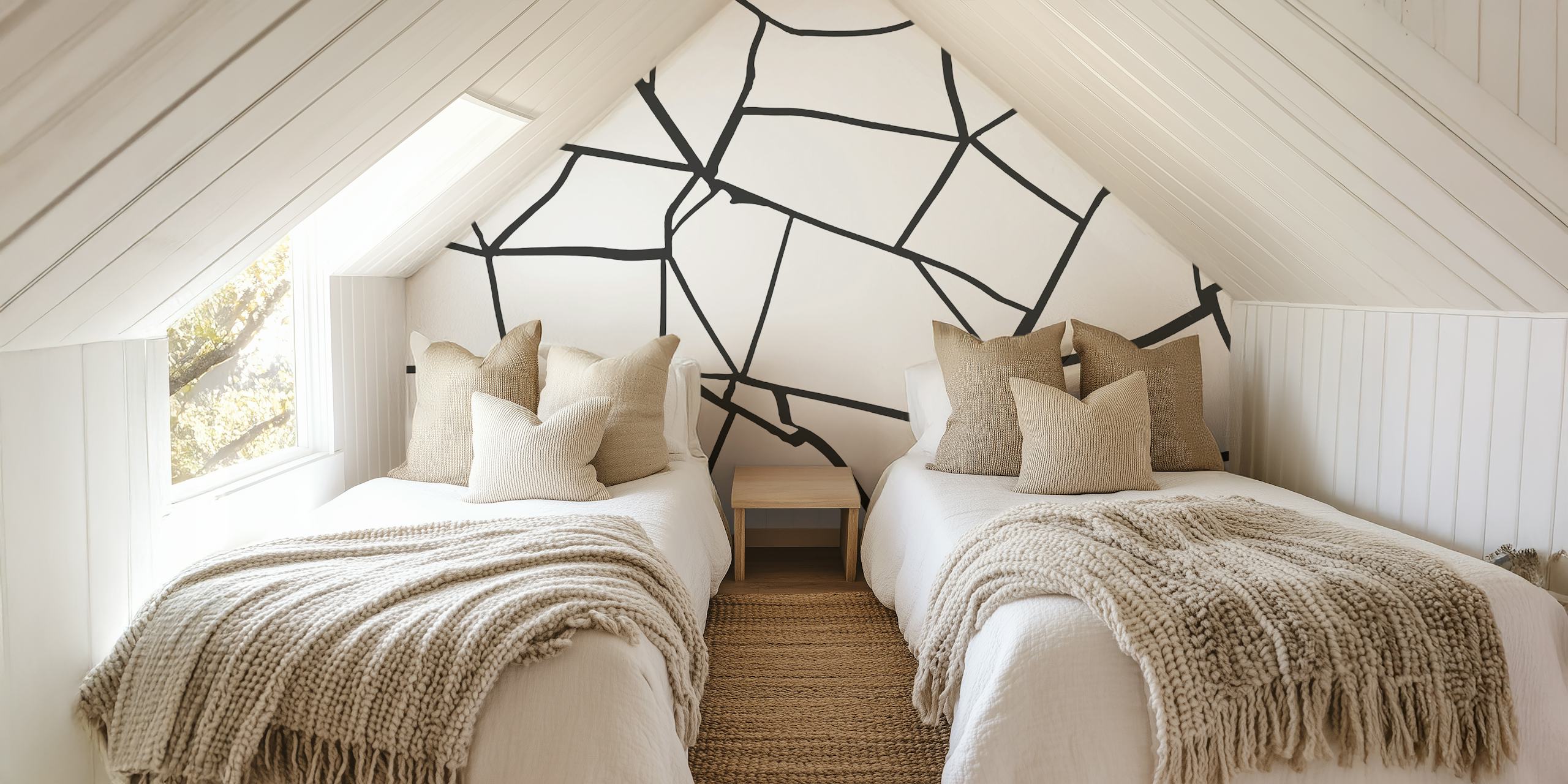 Minimal Terrazzo Black White tapet i et rom