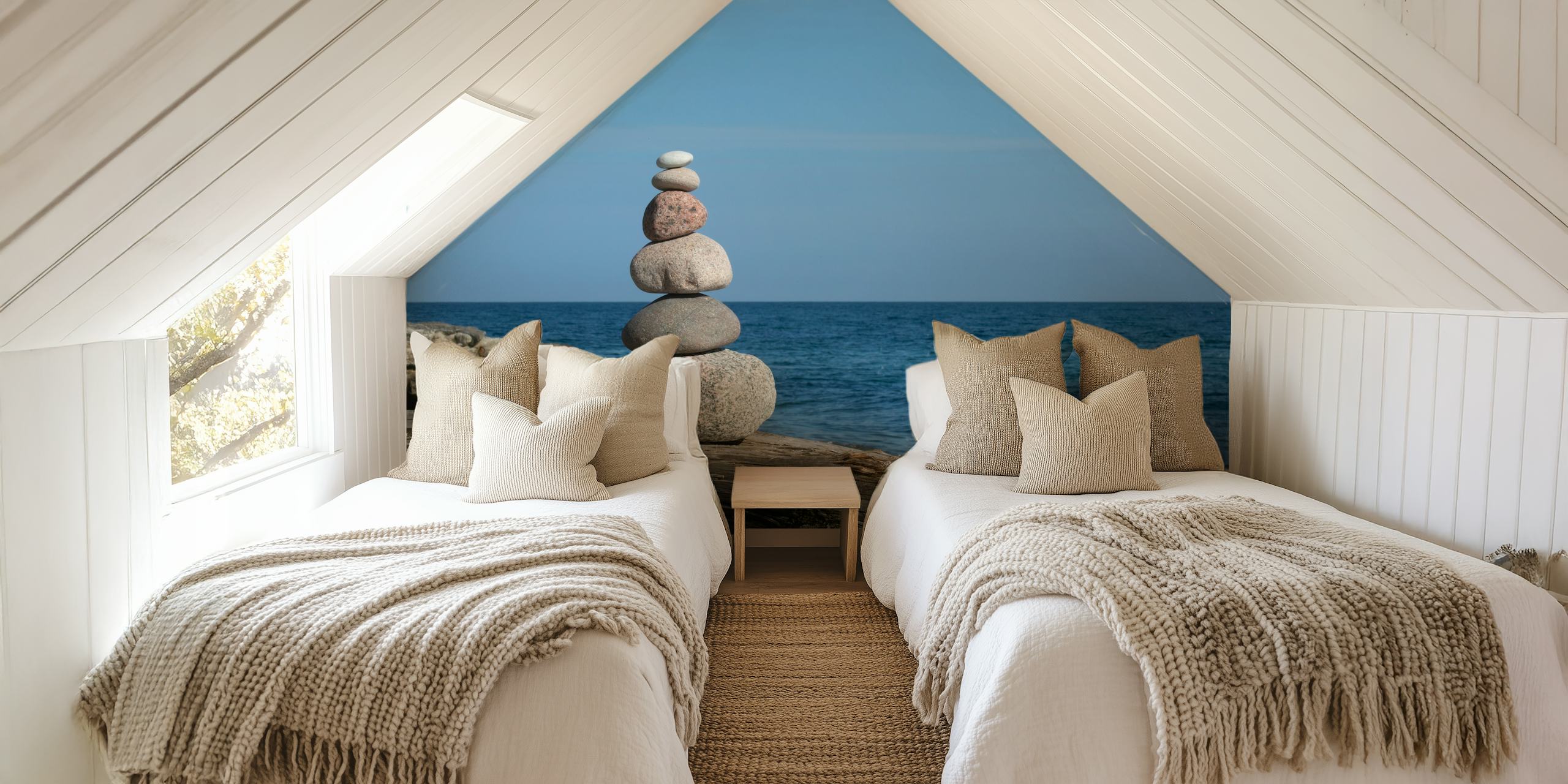 Papel pintado Rock balancing en un entorno sereno