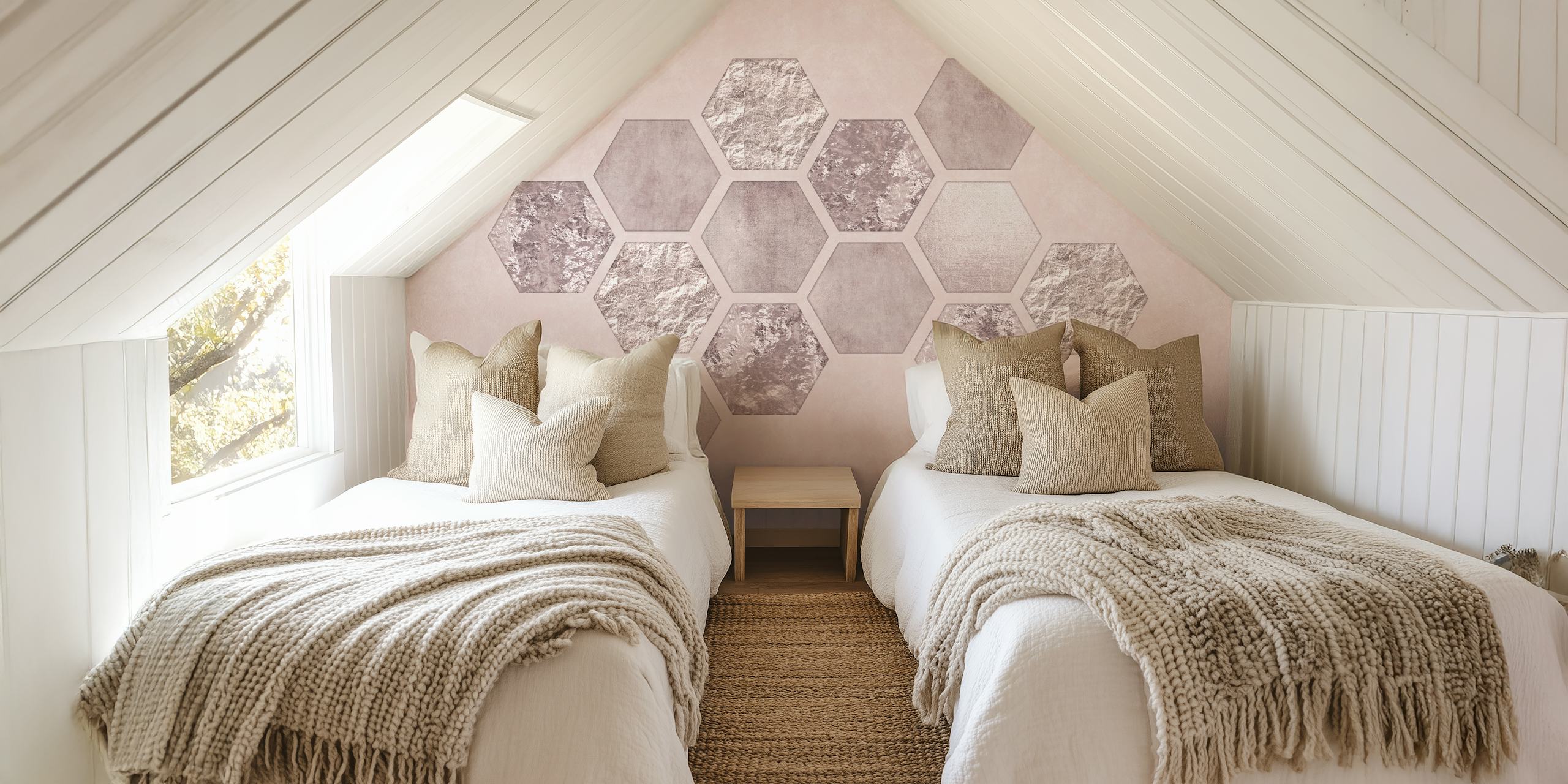 Hexagon Minimalist Geometric tapet i ett rum