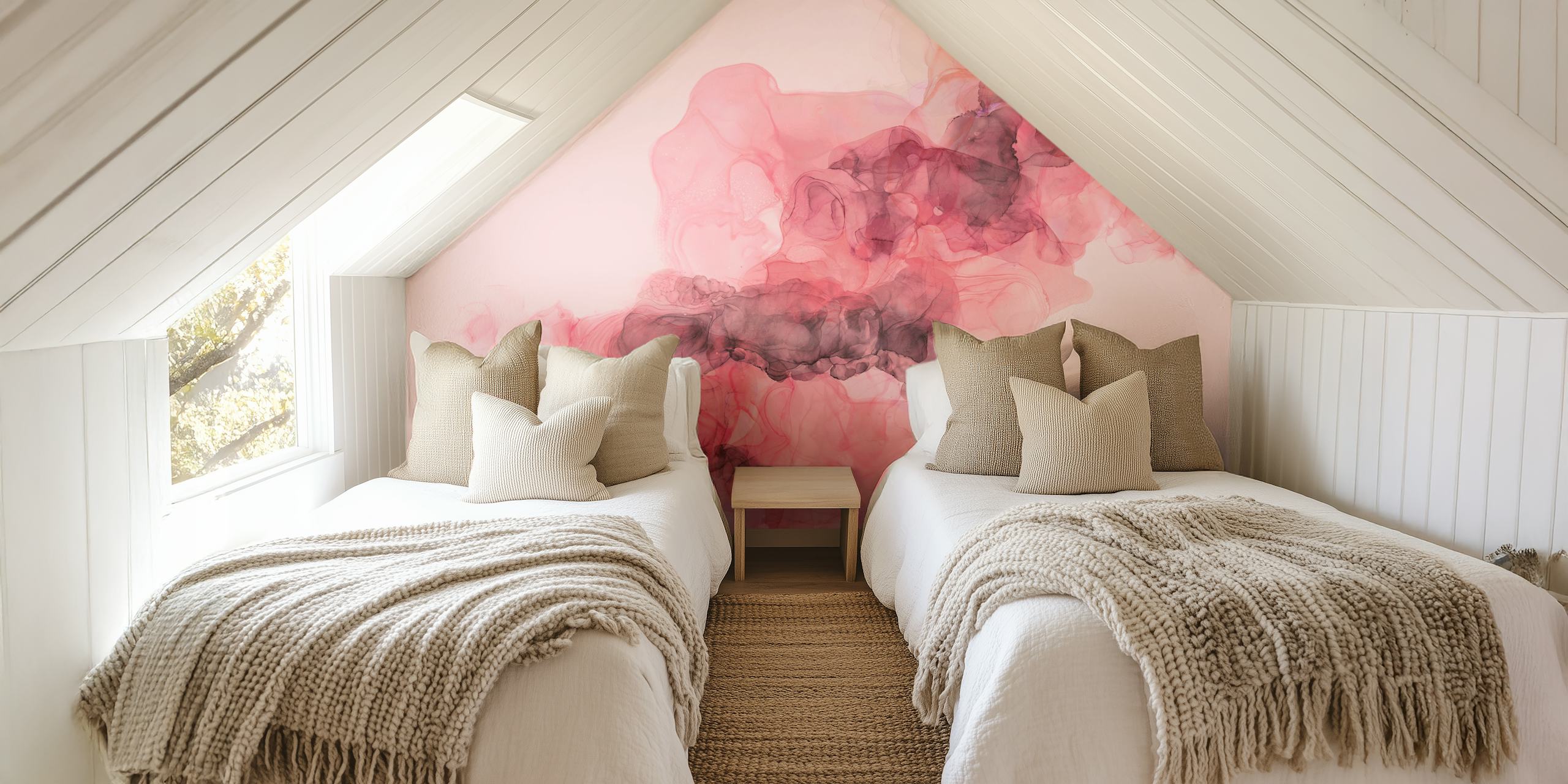 Ink Texture Soft Pastel Pink tapet i ett rum