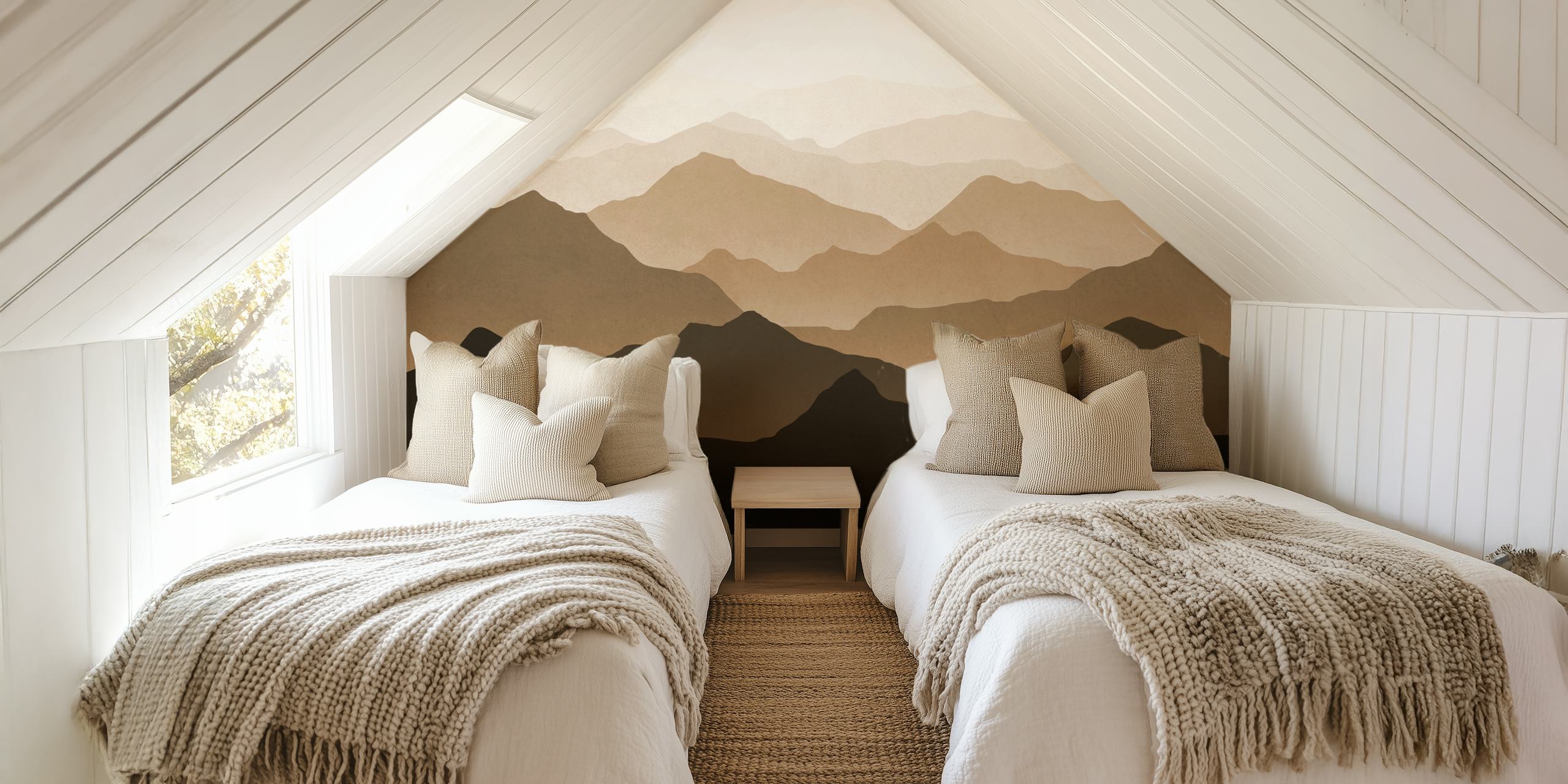Brown mountains wallpaper in a room setting
