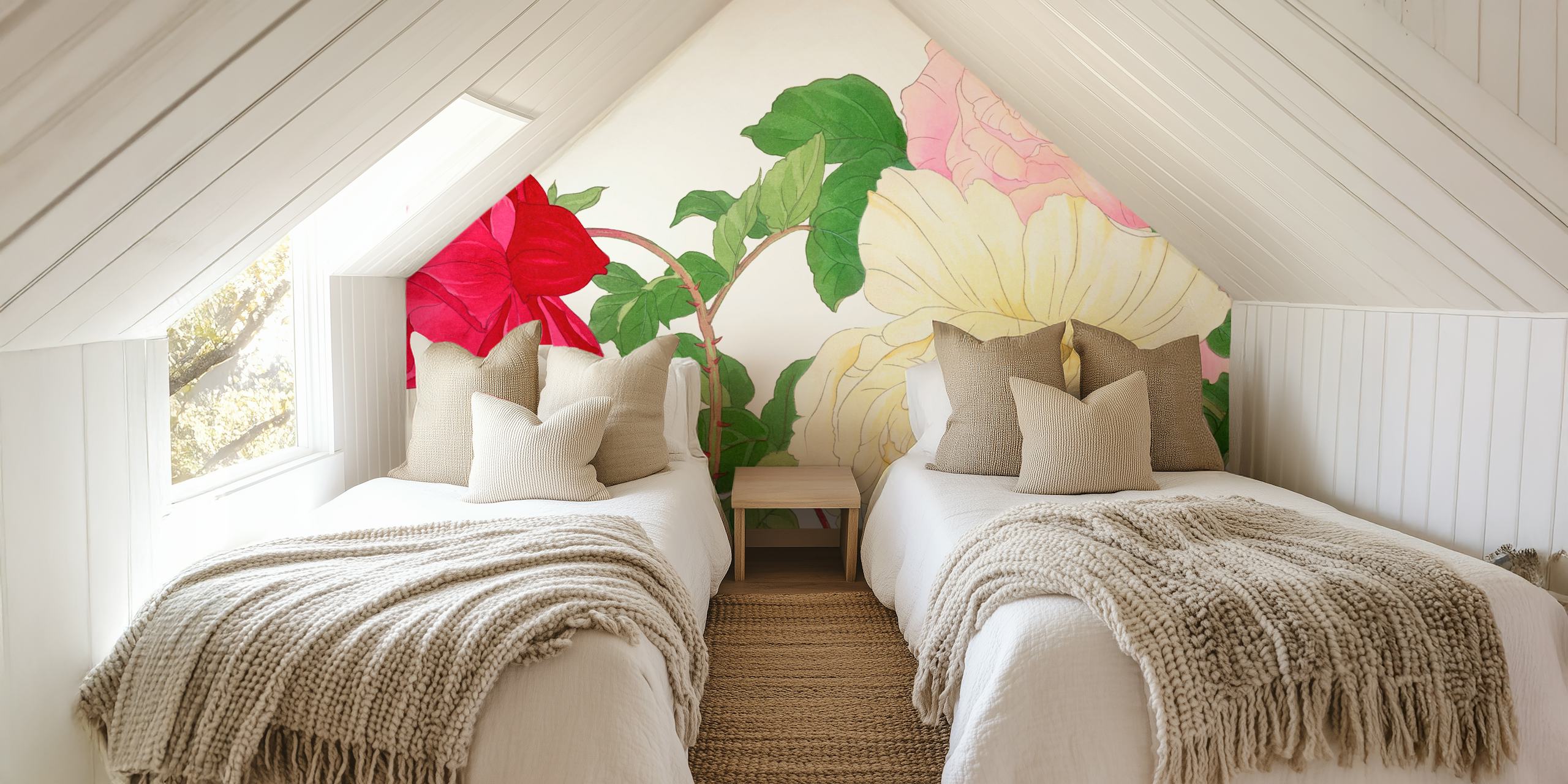 Design tapety Warm Peonies zobrazený v místnosti