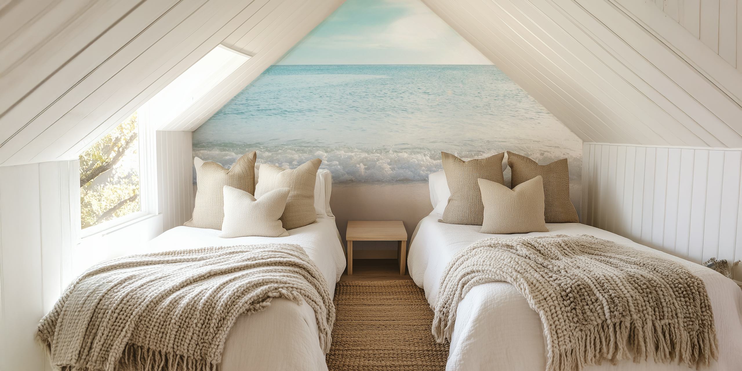 Soft Pastel Ocean Waves Tapete in einem Zimmer