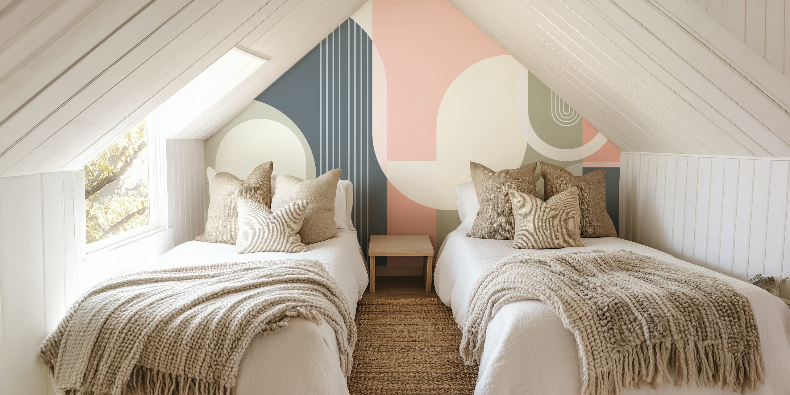 papel de parede Mid Century Abstract Arches no quarto