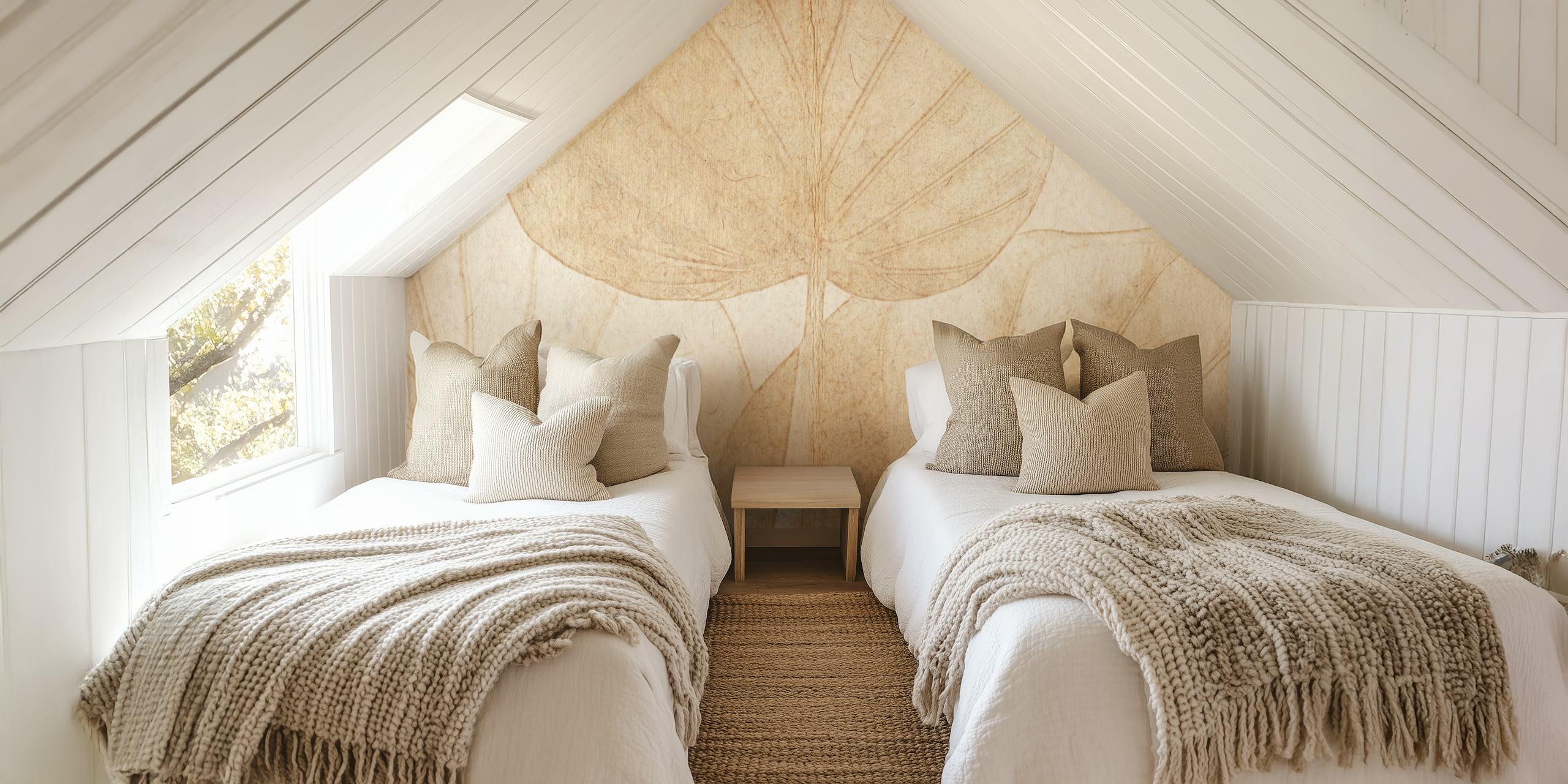 Natural leaf pattern in soft earth tones wallpaper