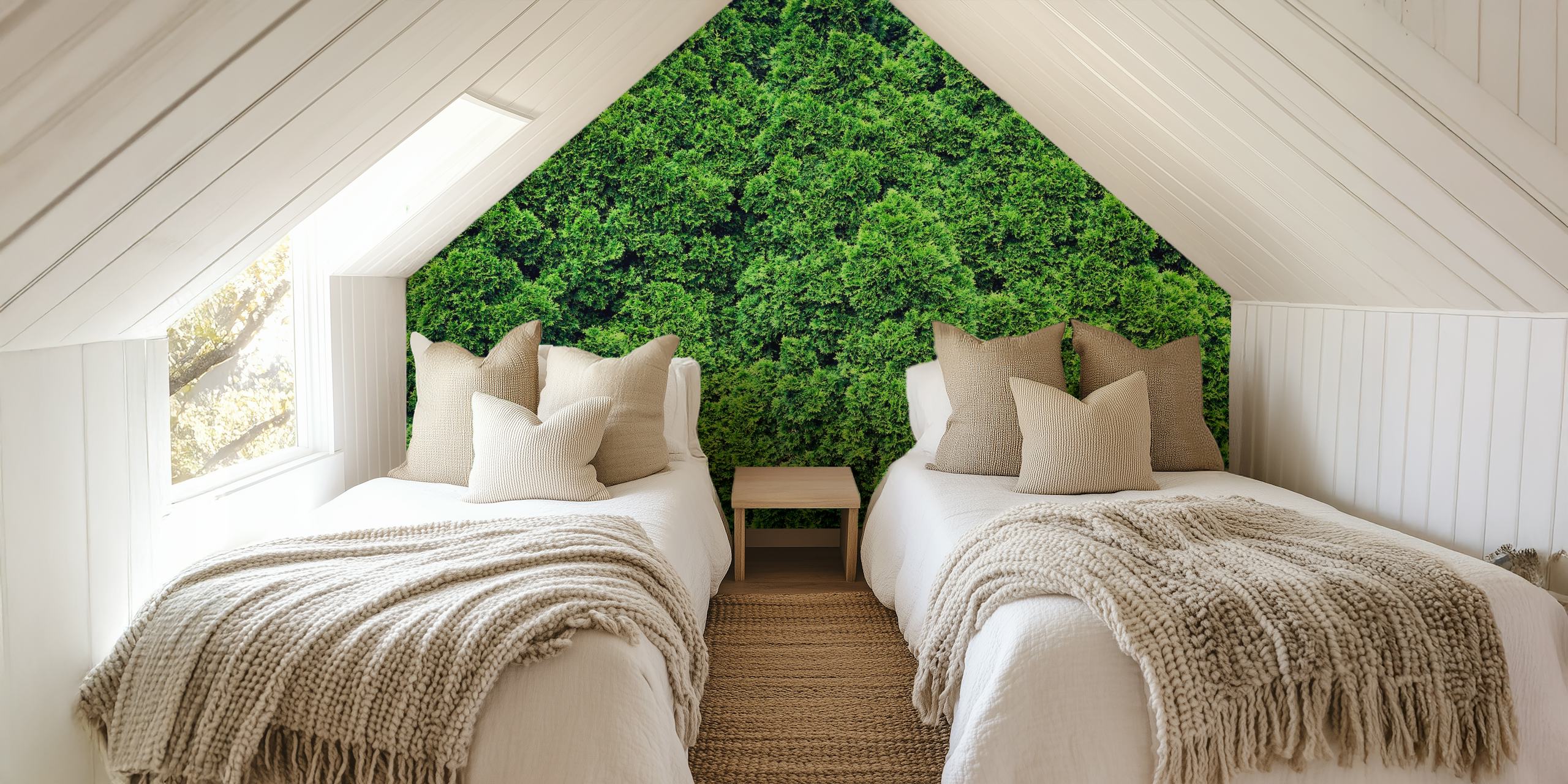 Lush green foliage botanical wallpaper